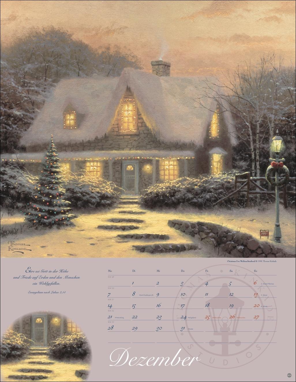 Beispielinhalt (Bild) Thomas Kinkade: Land im Licht Kalender 2026