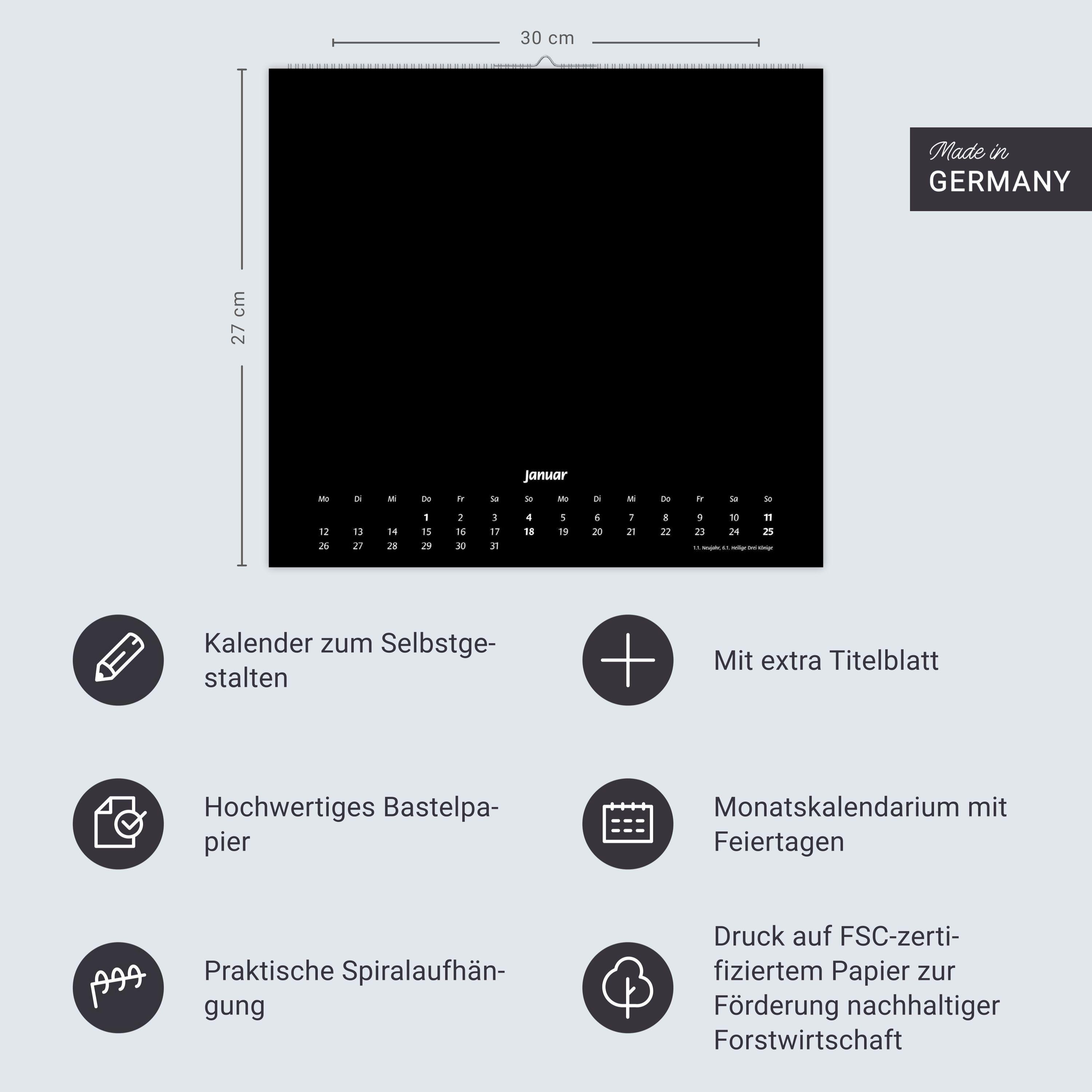 Beispielinhalt (Bild) times&more Bastelkalender schwarz 2026