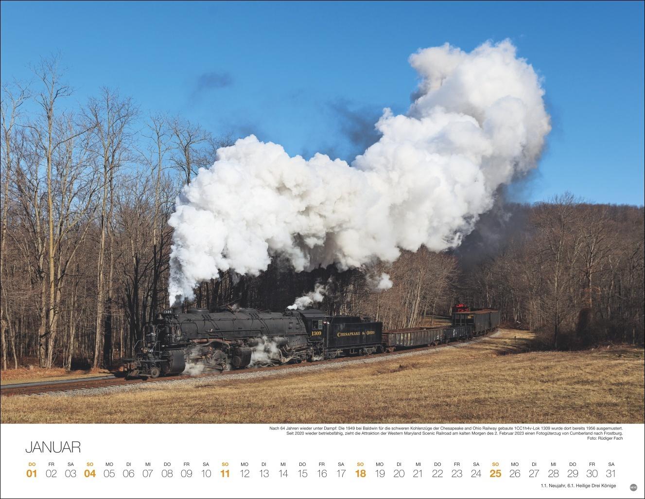 Beispielinhalt (Bild) Feurige Dampfloks Posterkalender 2026
