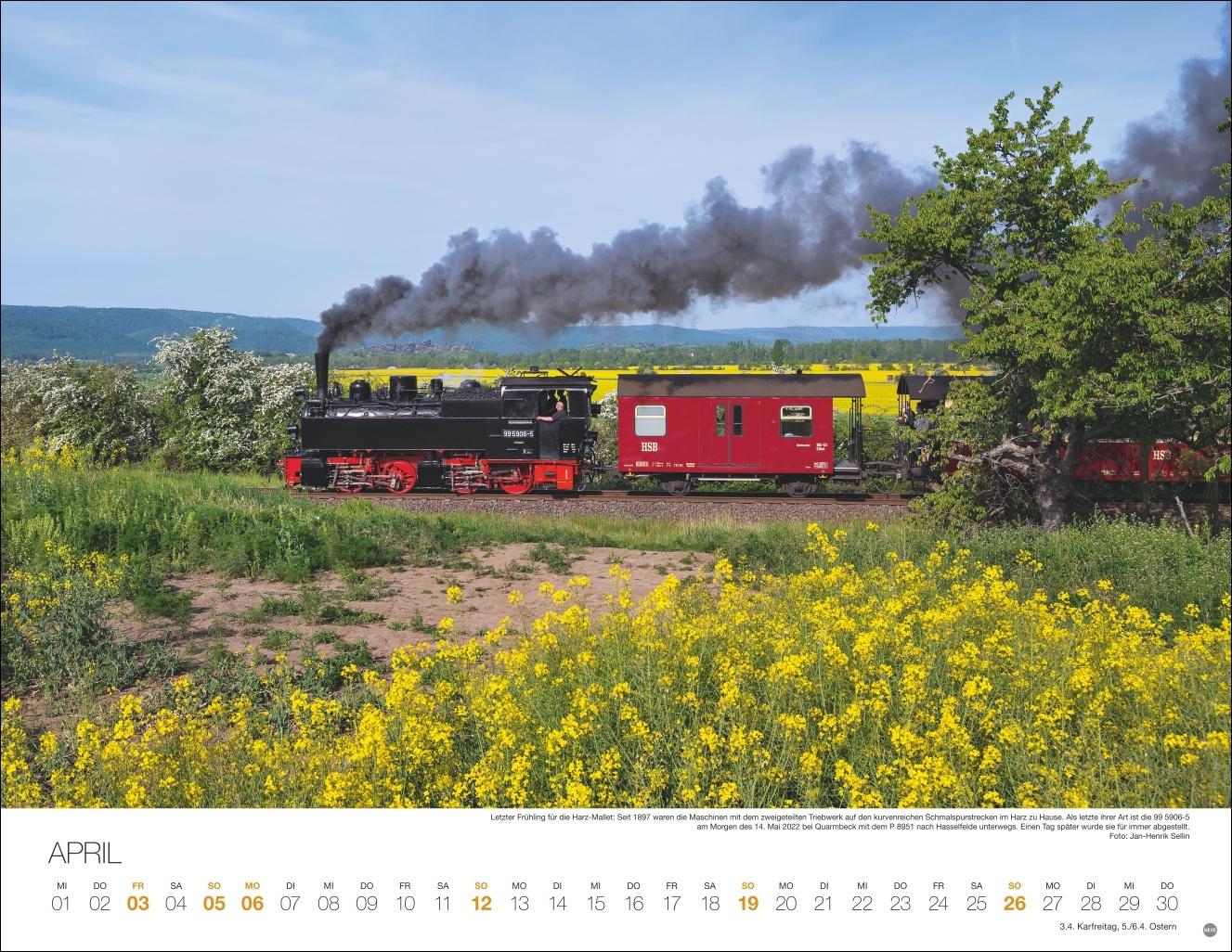 Beispielinhalt (Bild) Feurige Dampfloks Posterkalender 2026