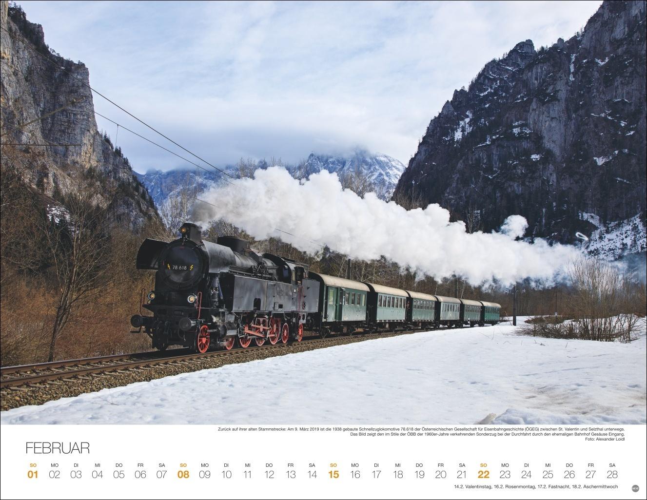 Beispielinhalt (Bild) Feurige Dampfloks Posterkalender 2026