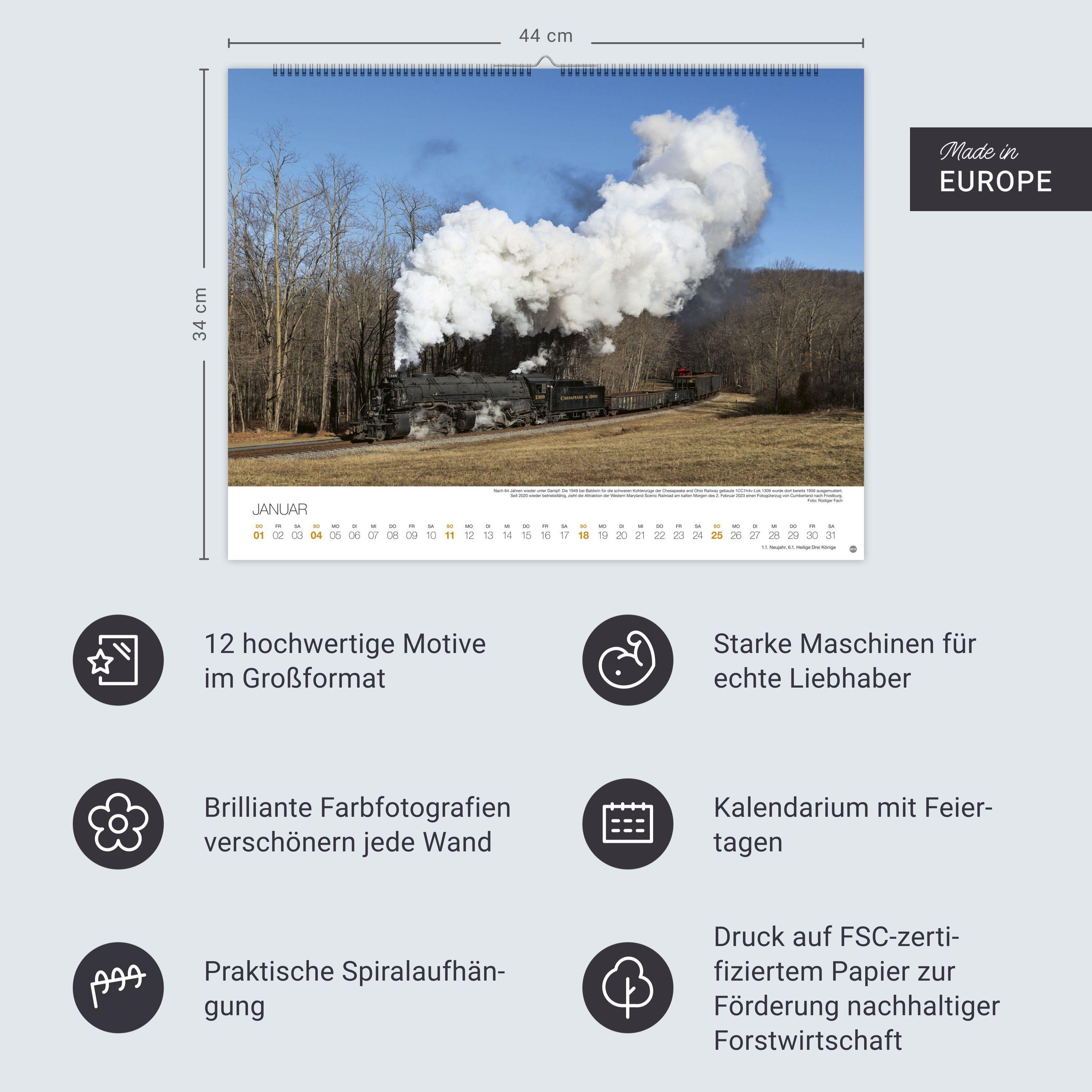 Beispielinhalt (Bild) Feurige Dampfloks Posterkalender 2026