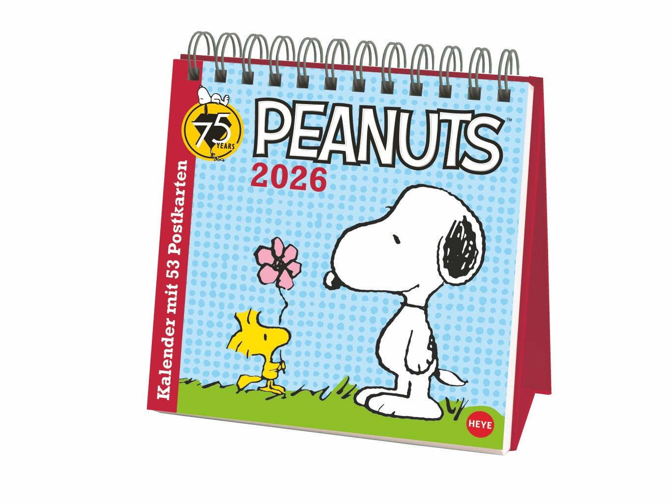Vorderes Coverbild Peanuts Premium-Postkartenkalender 2026