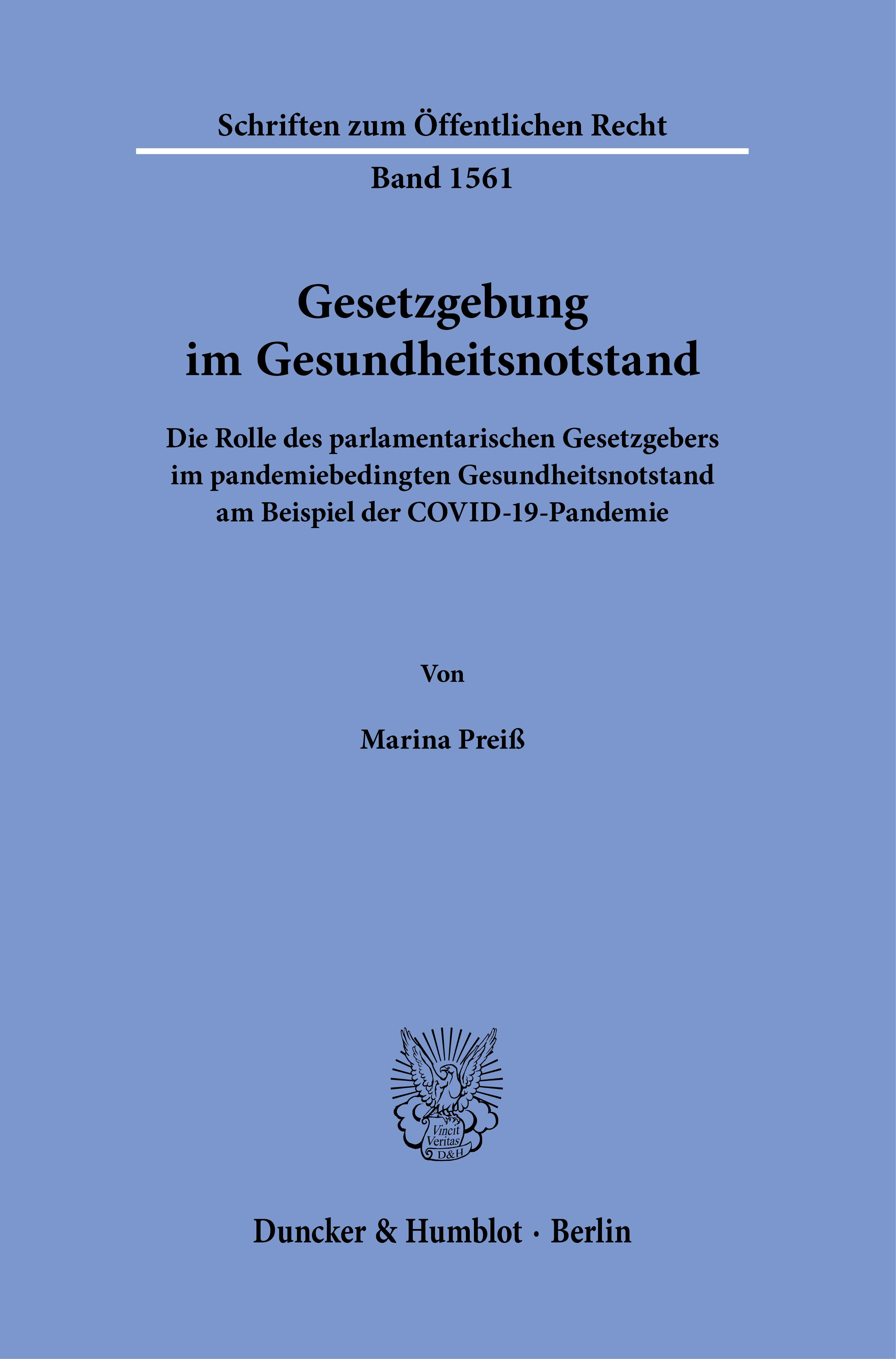 Vorderes Coverbild Gesetzgebung im Gesundheitsnotstand