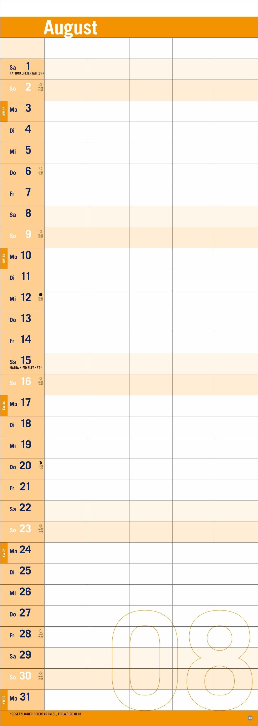 Beispielinhalt (Bild) Allround-Familienplaner Vertical Kalender 2026