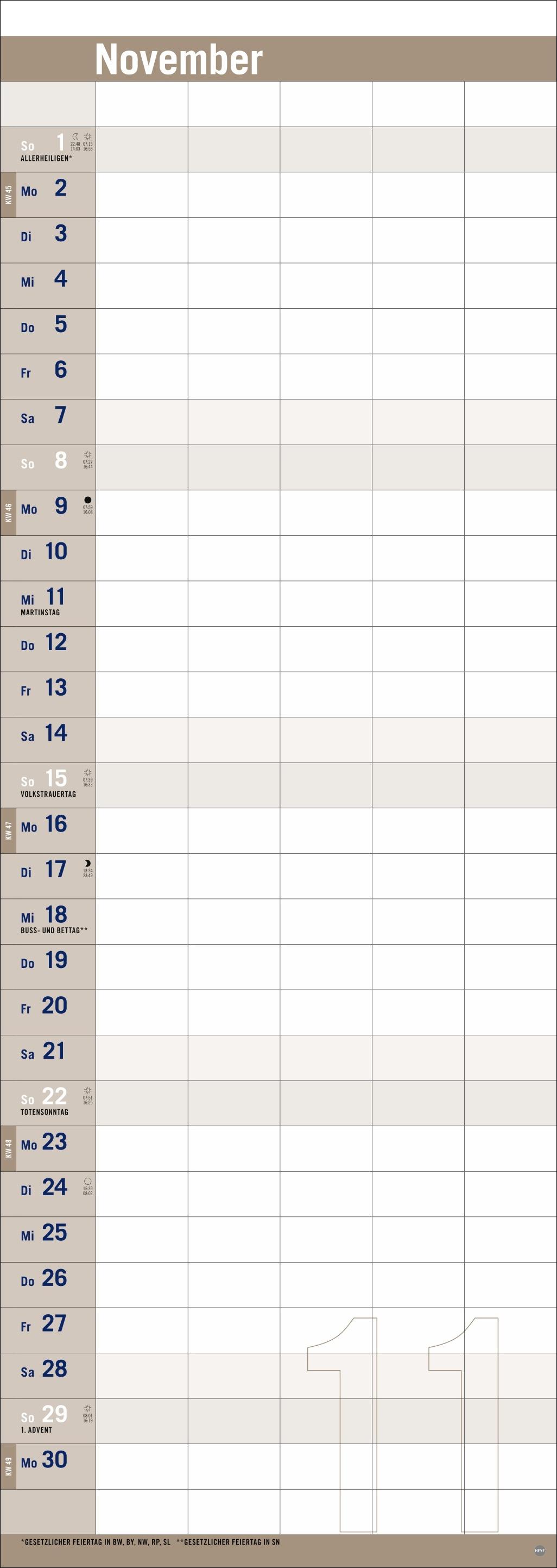 Beispielinhalt (Bild) Allround-Familienplaner Vertical Kalender 2026