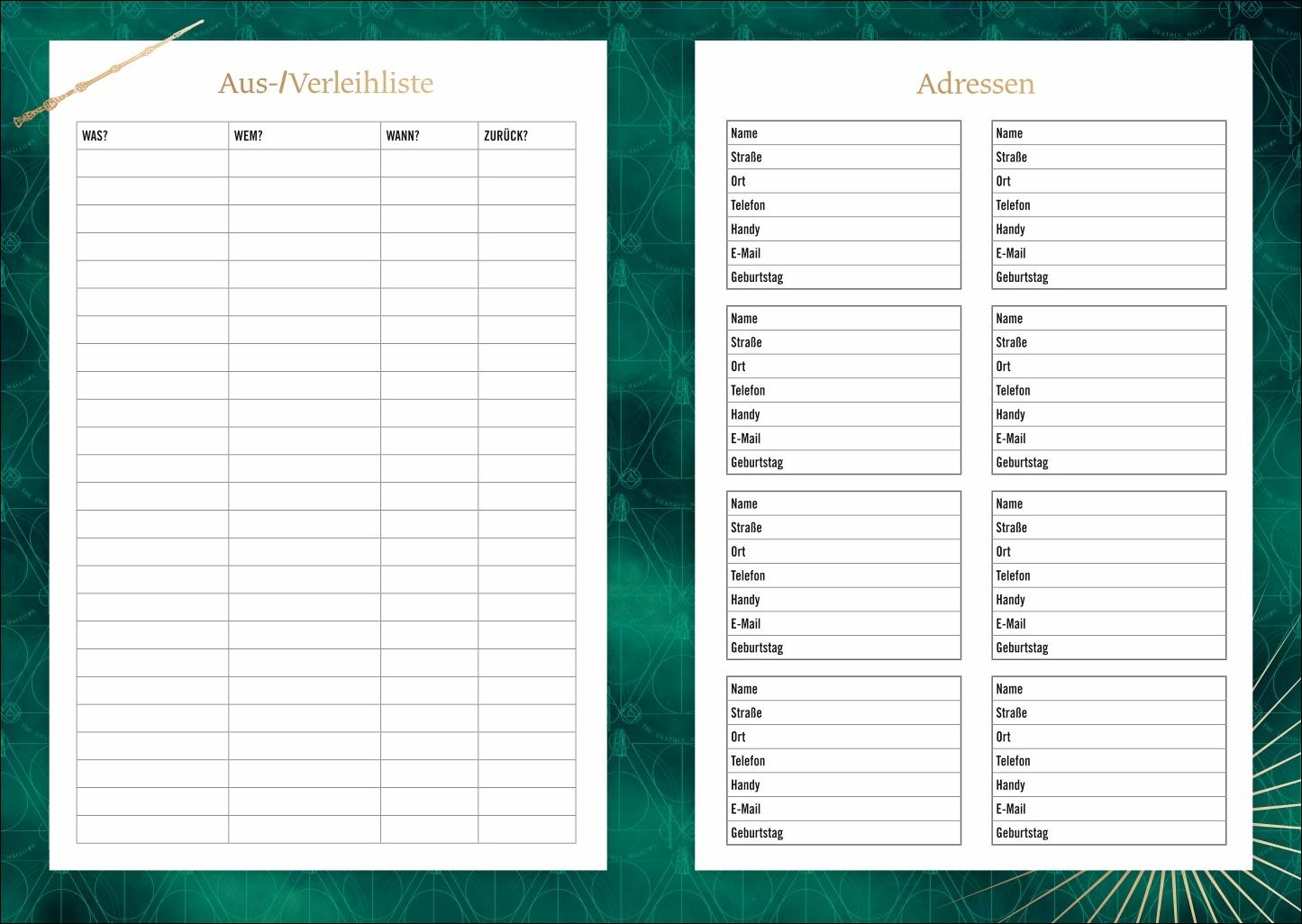 Beispielinhalt (Bild) Harry Potter Schülerkalender A5 2026 - 17 Monate ab August 2025