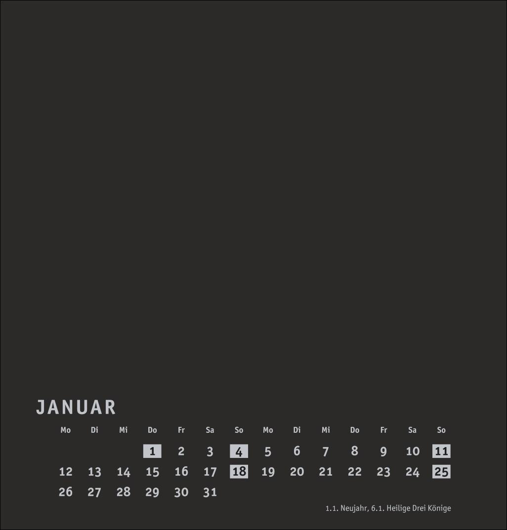 Beispielinhalt (Bild) Premium-Bastelkalender schwarz mittel 2026