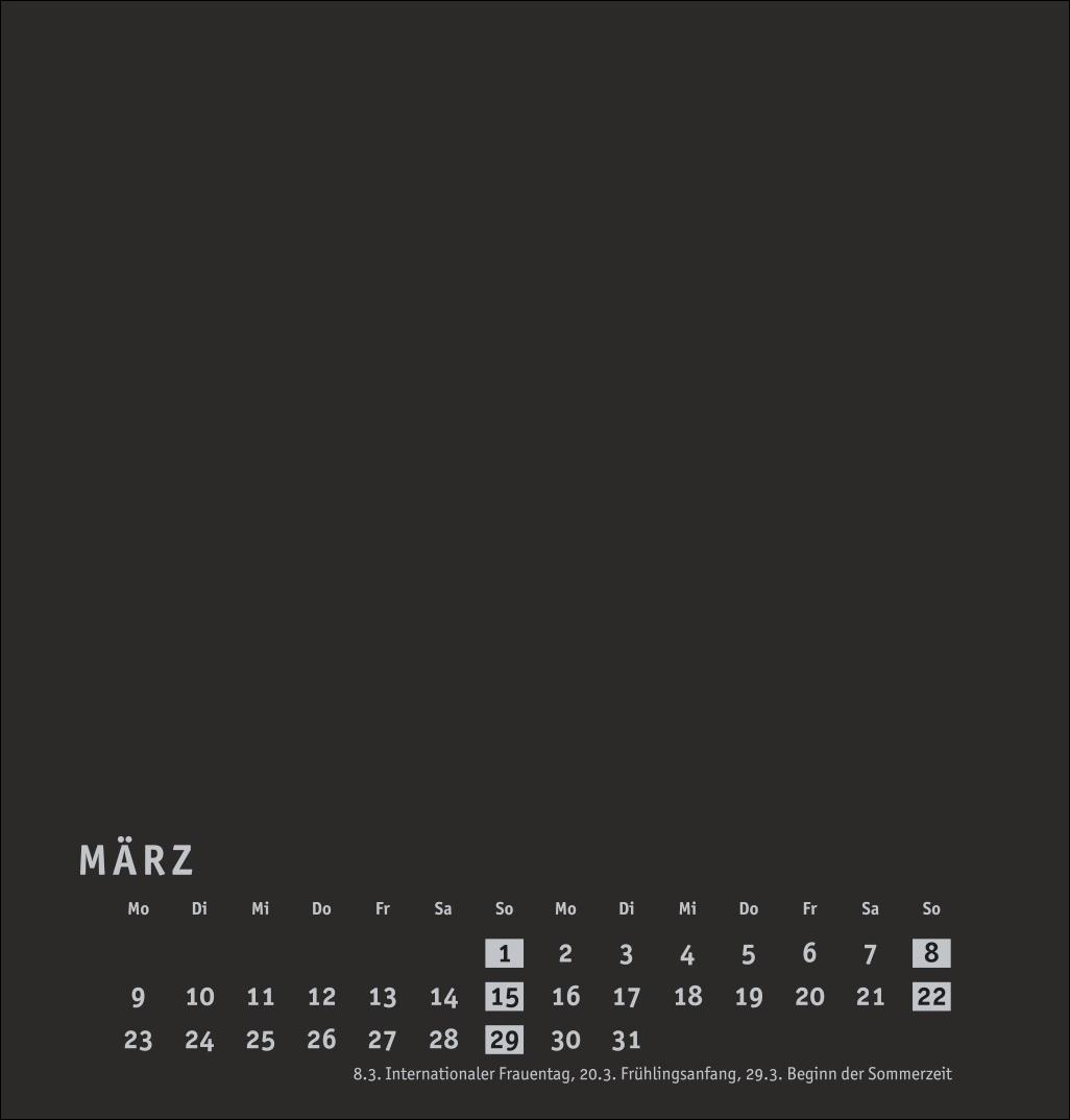 Beispielinhalt (Bild) Premium-Bastelkalender schwarz mittel 2026