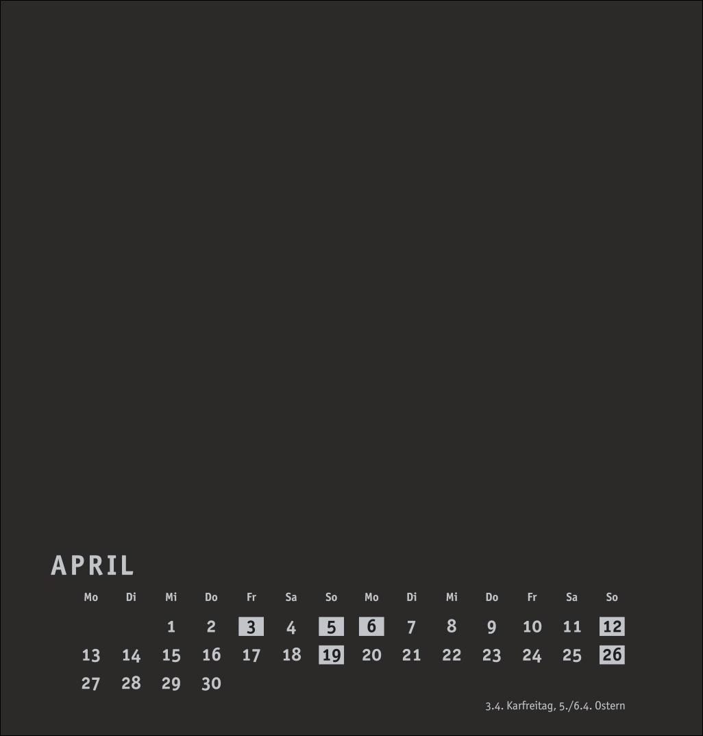 Beispielinhalt (Bild) Premium-Bastelkalender schwarz mittel 2026