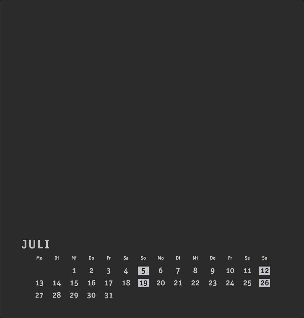 Beispielinhalt (Bild) Premium-Bastelkalender schwarz mittel 2026