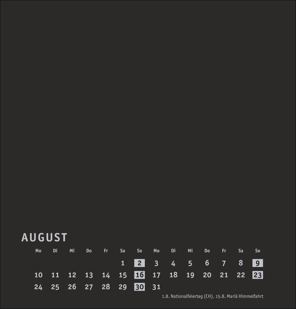 Beispielinhalt (Bild) Premium-Bastelkalender schwarz mittel 2026