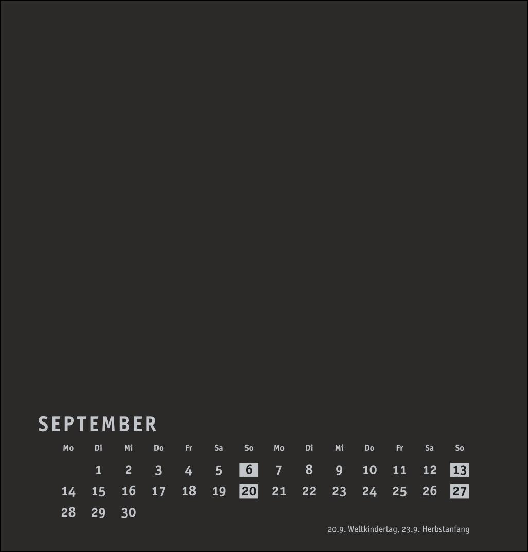 Beispielinhalt (Bild) Premium-Bastelkalender schwarz mittel 2026