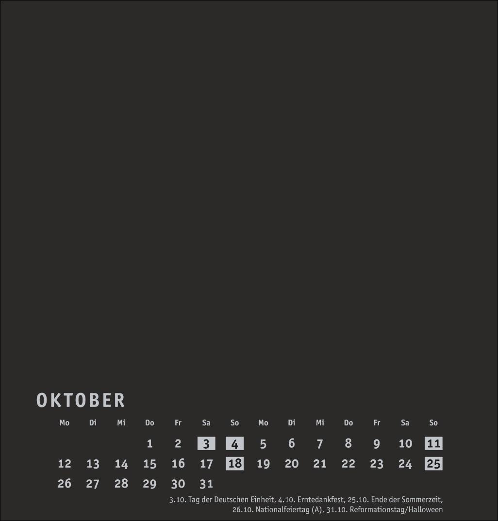 Beispielinhalt (Bild) Premium-Bastelkalender schwarz mittel 2026