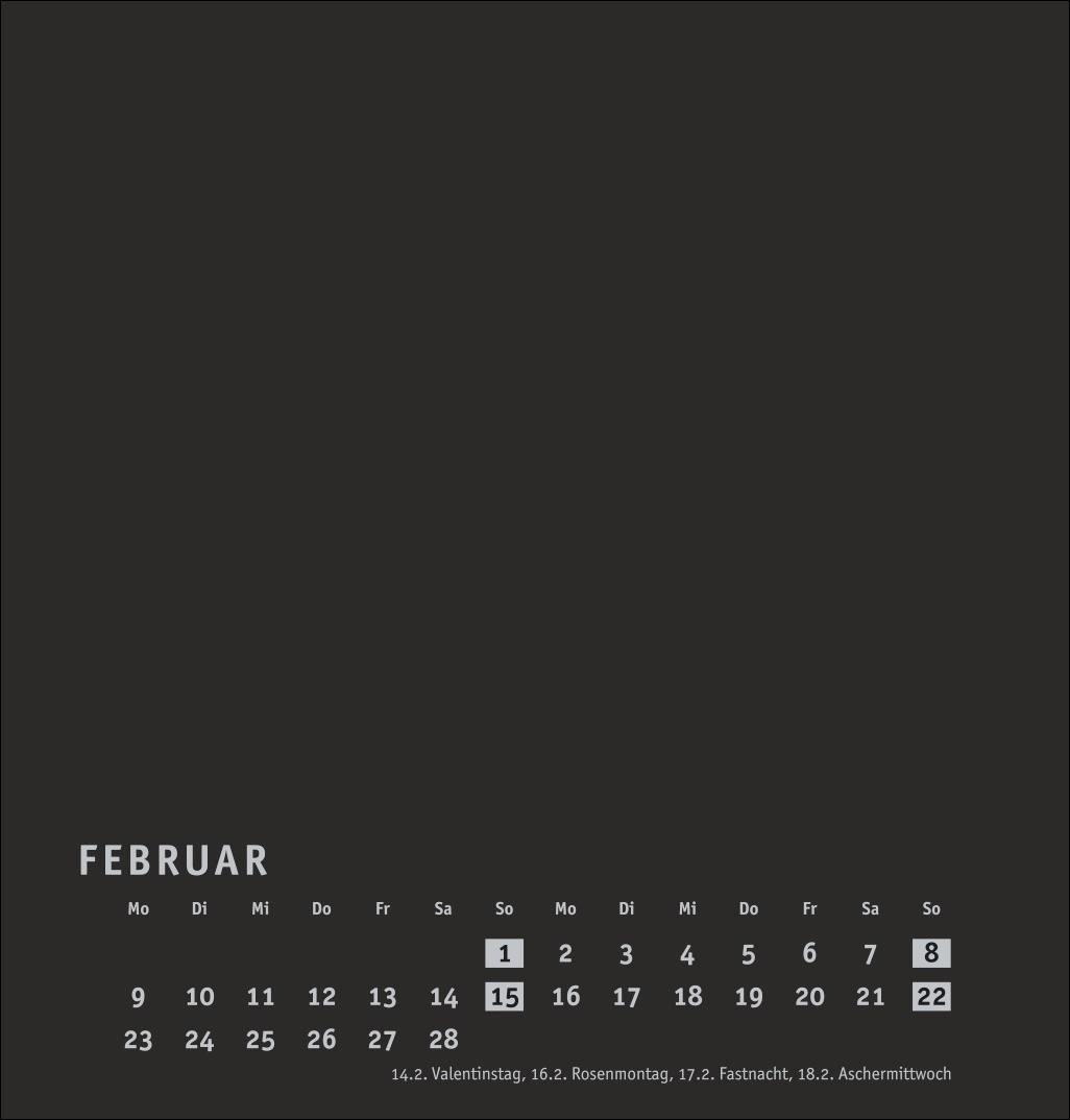 Beispielinhalt (Bild) Premium-Bastelkalender schwarz mittel 2026