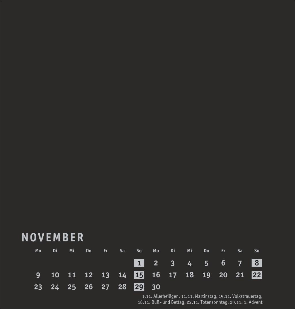 Beispielinhalt (Bild) Premium-Bastelkalender schwarz mittel 2026