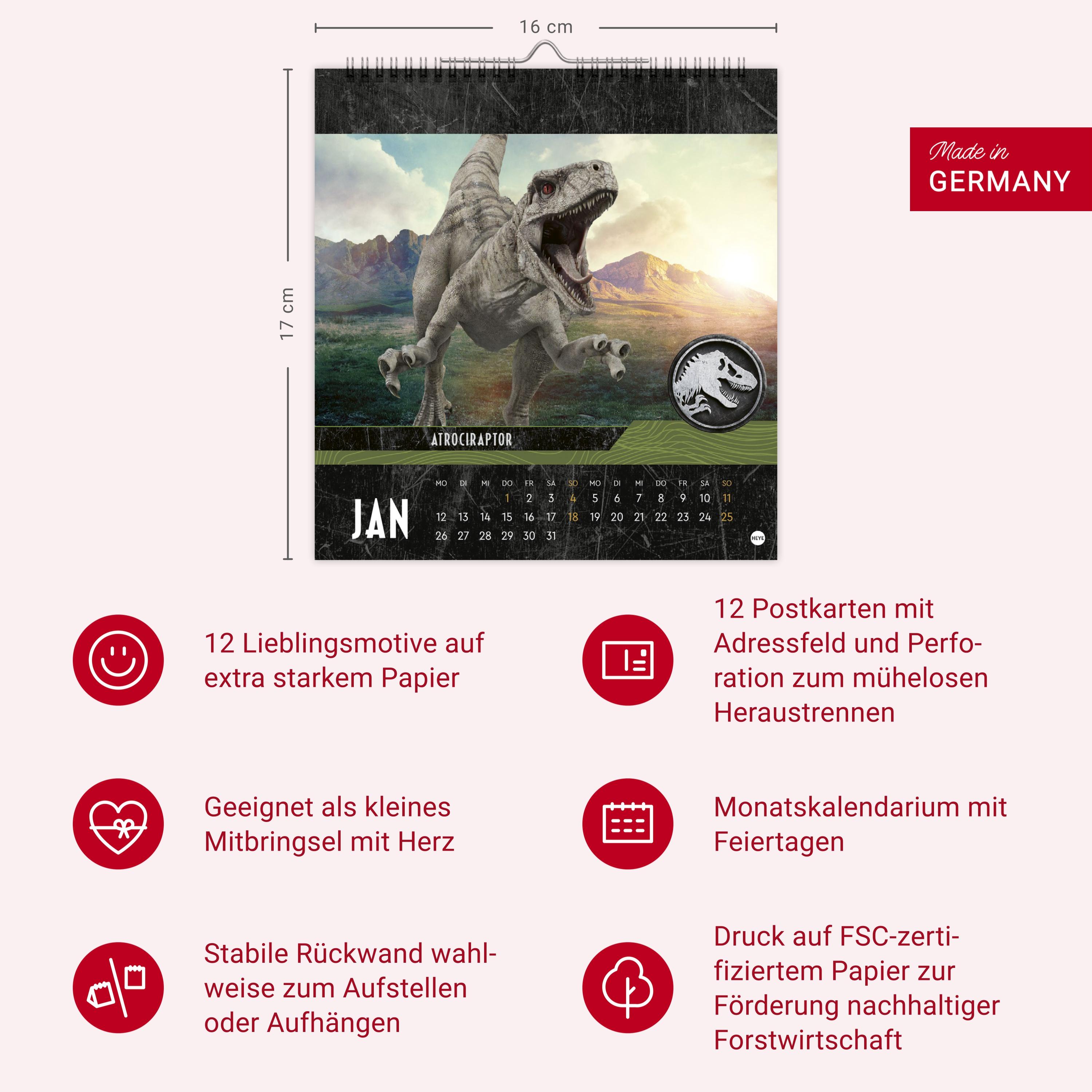 Beispielinhalt (Bild) Jurassic World Postkartenkalender 2026