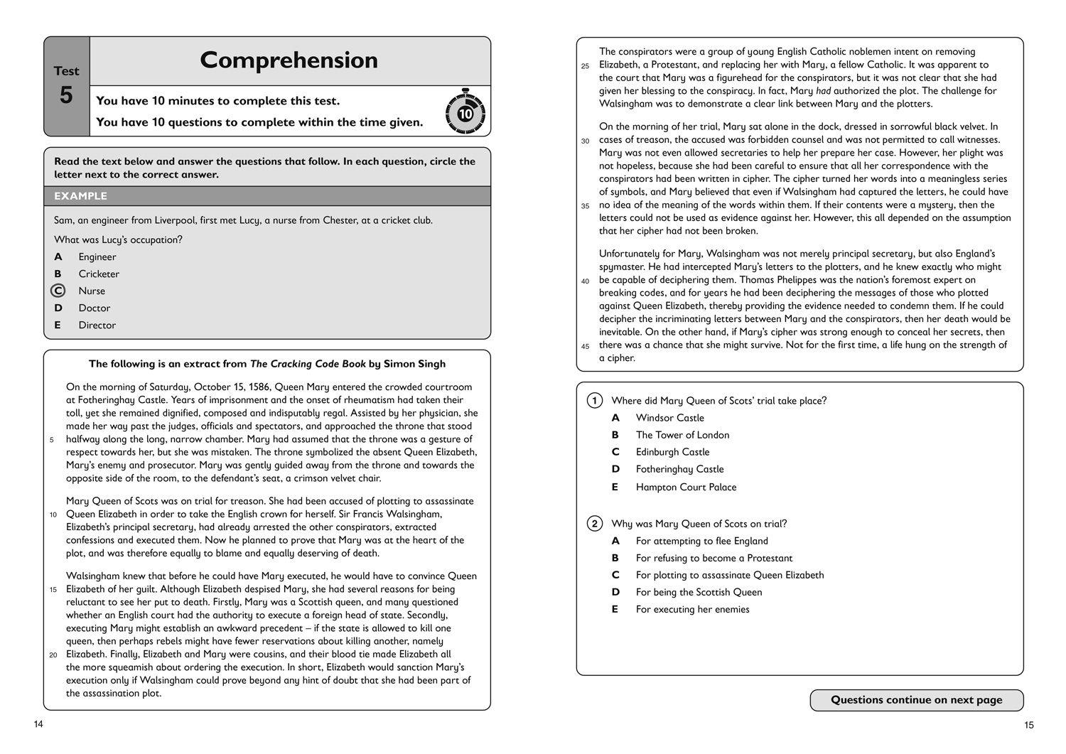 Beispielinhalt (Bild) 11+ English Quick Practice Tests Age 10-11 (Year 6) Book 3