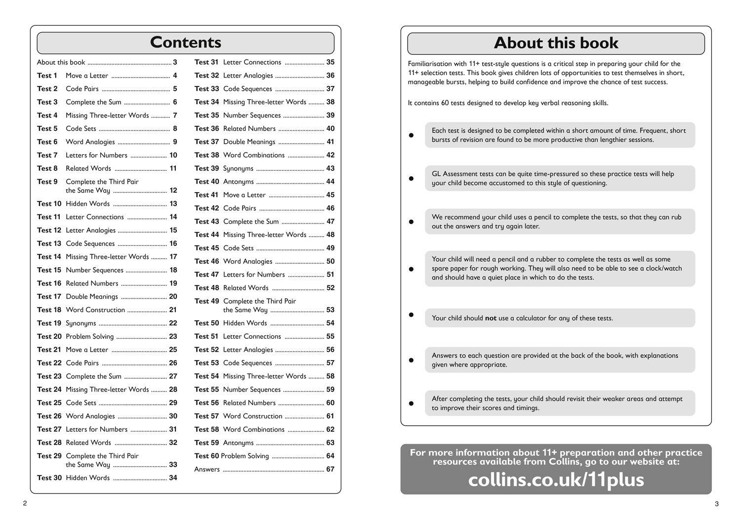 Beispielinhalt (Bild) 11+ Verbal Reasoning Quick Practice Tests Age 10-11 (Year 6) Book 3