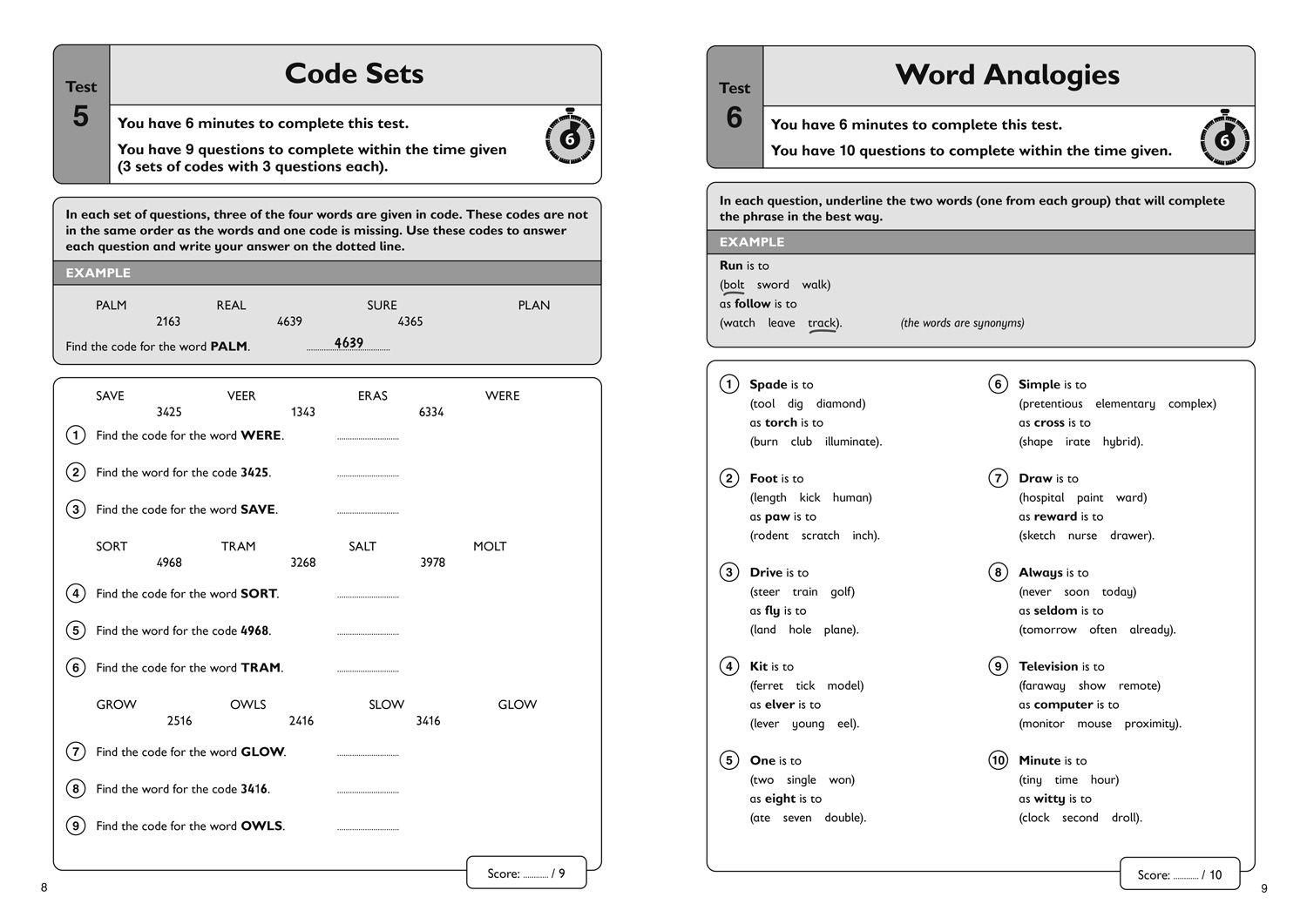Beispielinhalt (Bild) 11+ Verbal Reasoning Quick Practice Tests Age 10-11 (Year 6) Book 3