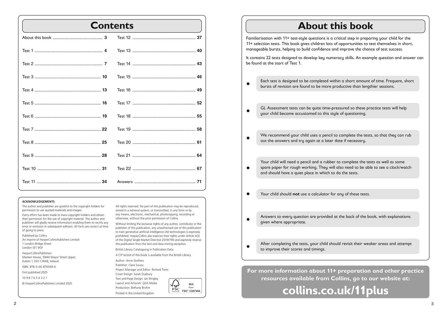 Beispielinhalt (Bild) 11+ Maths Quick Practice Tests Age 10-11 (Year 6) Book 3