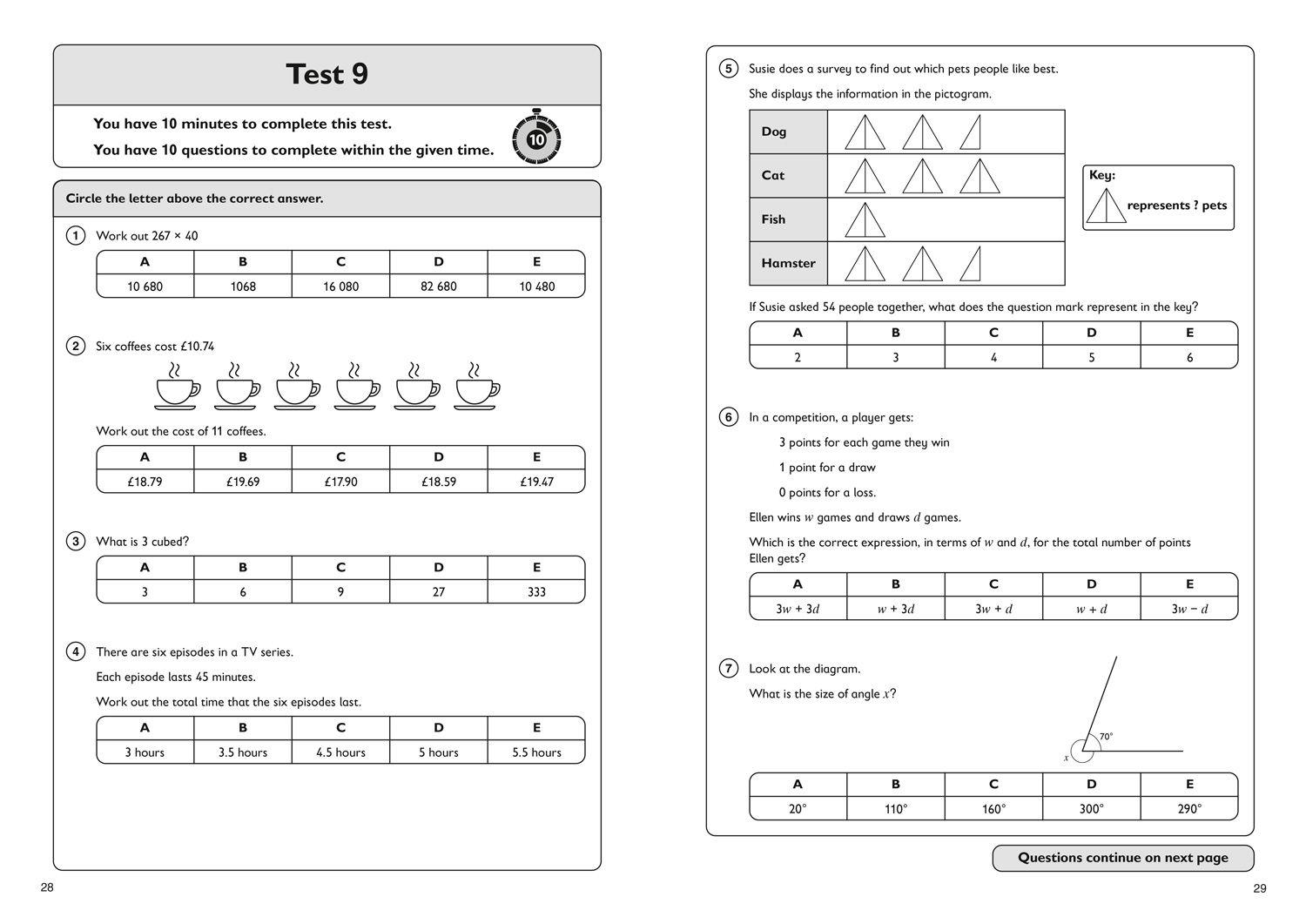 Beispielinhalt (Bild) 11+ Maths Quick Practice Tests Age 10-11 (Year 6) Book 3