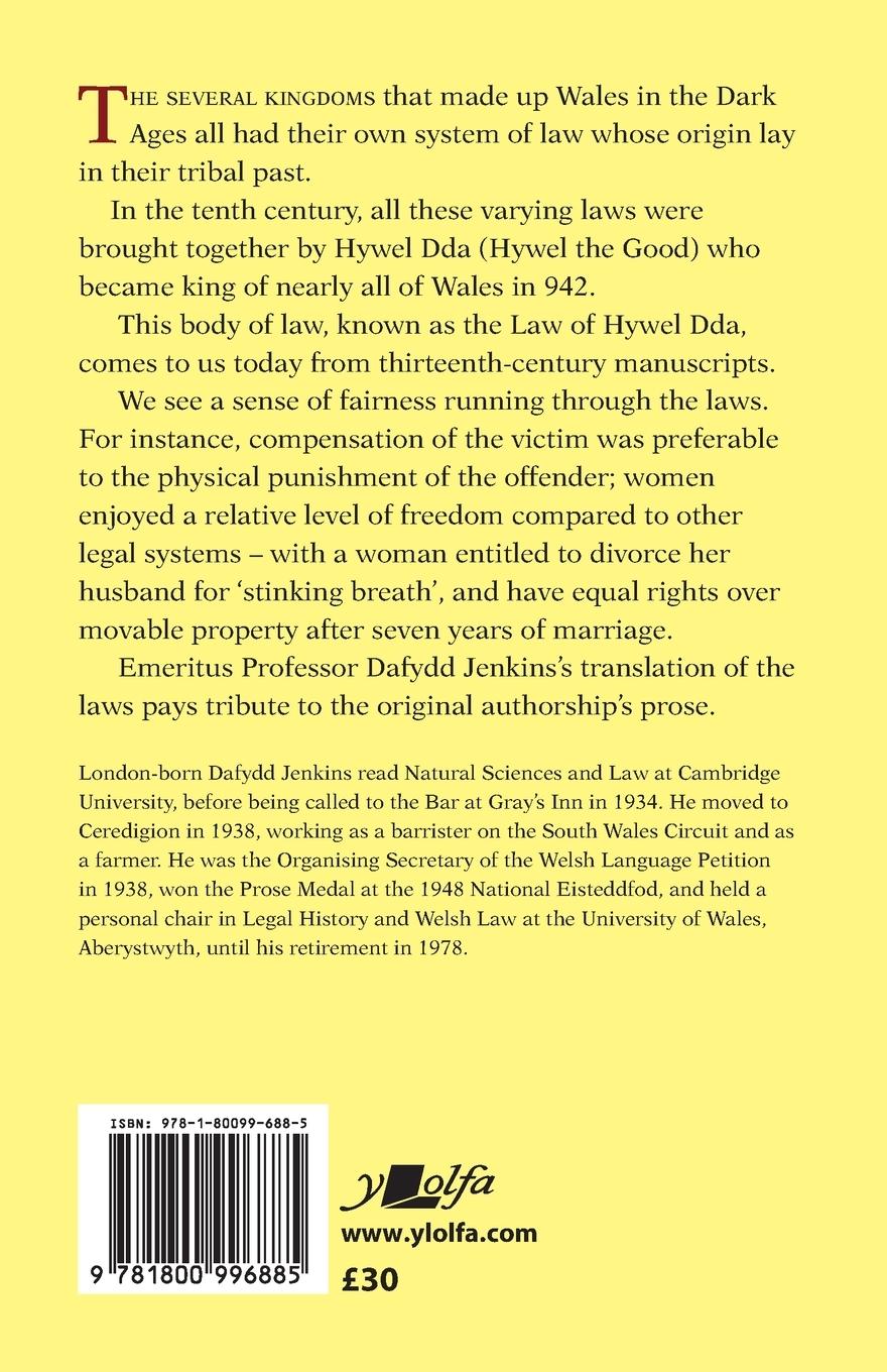 Rückseitencover The Law of Hywel Dda - Law texts from medieval Wales, translated and edited
