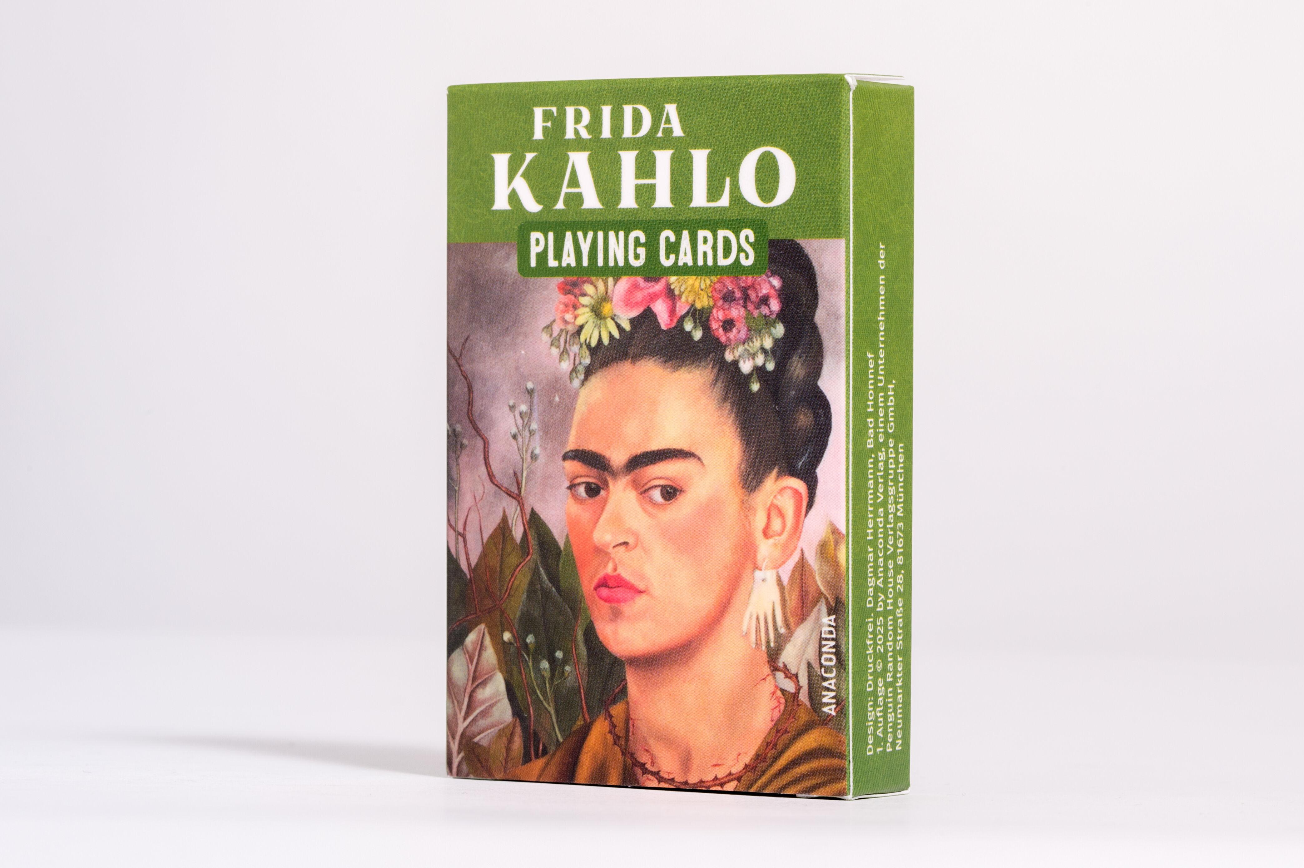 Beispielinhalt (Bild) Kartenspiel Kahlo. 54 Spielkarten mit 53 Kahlo-Motiven