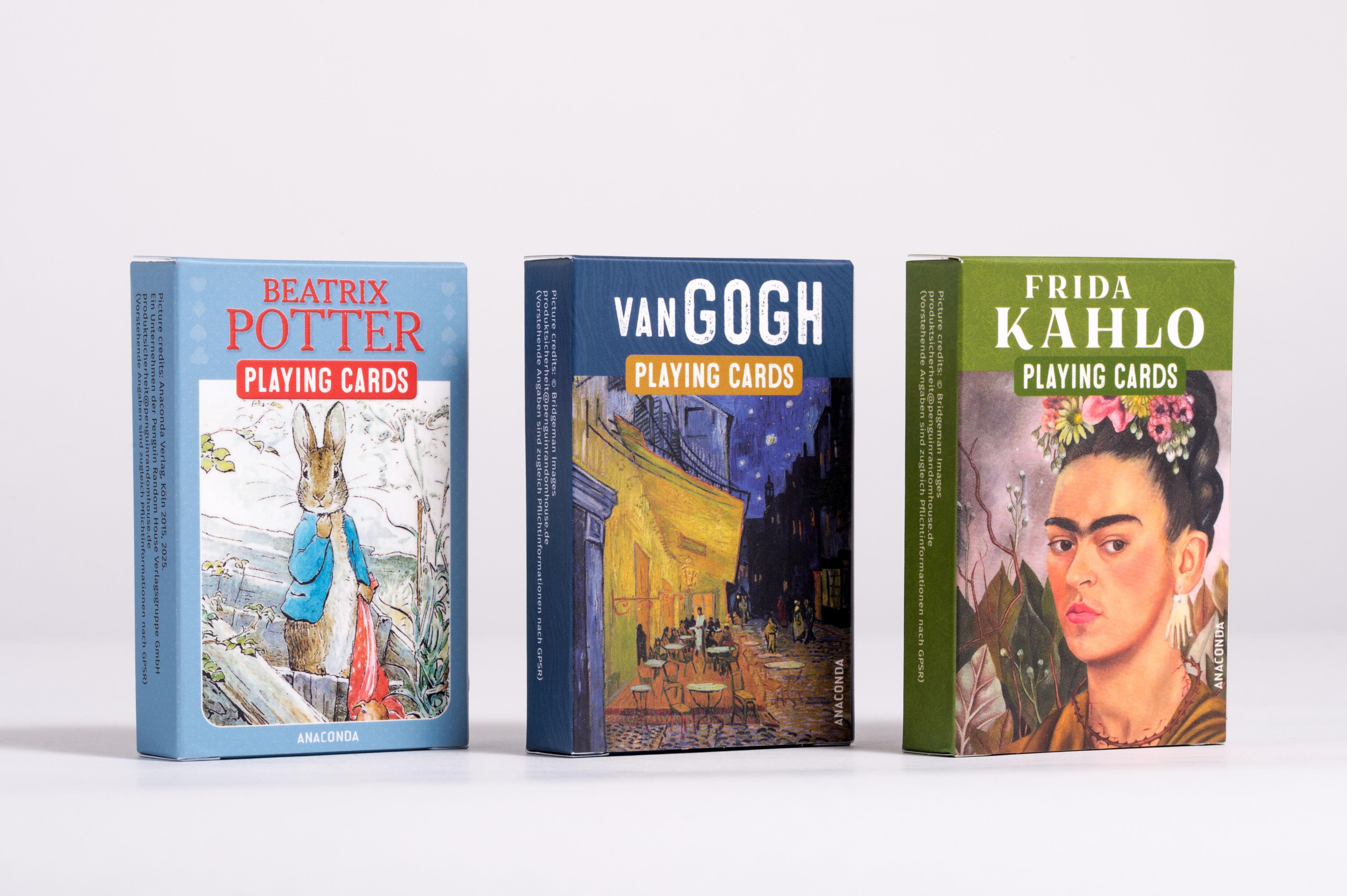 Beispielinhalt (Bild) Kartenspiel Kahlo. 54 Spielkarten mit 53 Kahlo-Motiven
