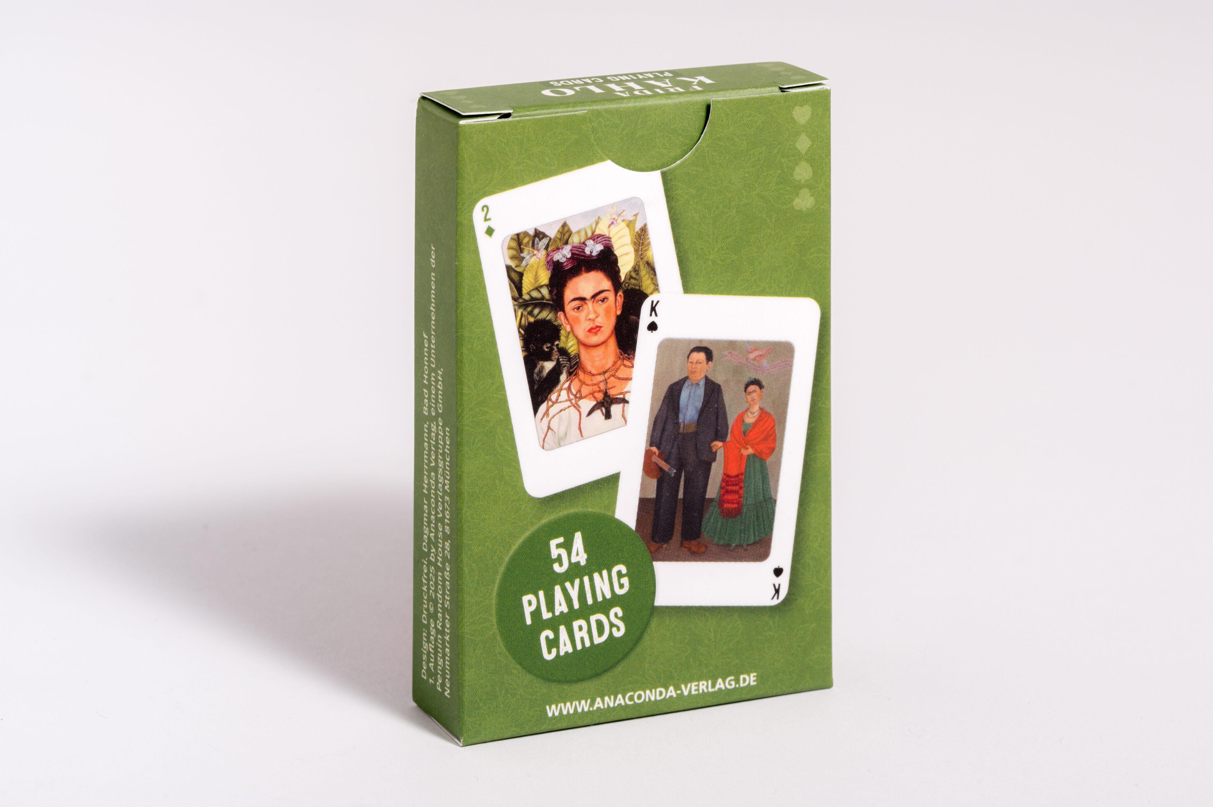 Beispielinhalt (Bild) Kartenspiel Kahlo. 54 Spielkarten mit 53 Kahlo-Motiven