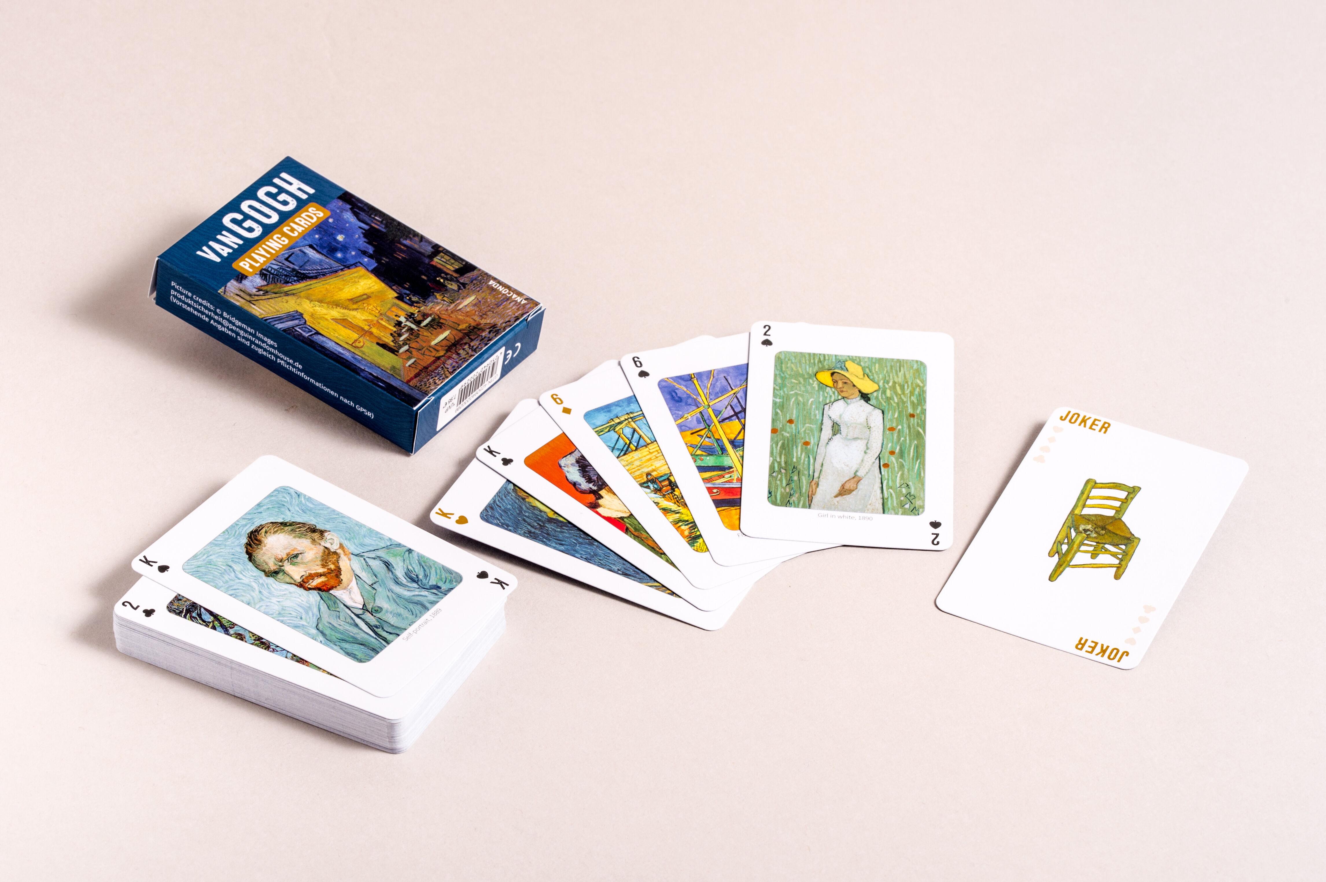 Beispielinhalt (Bild) Kartenspiel Vincent van Gogh. 54 Spielkarten mit 53 Van-Gogh-Motiven