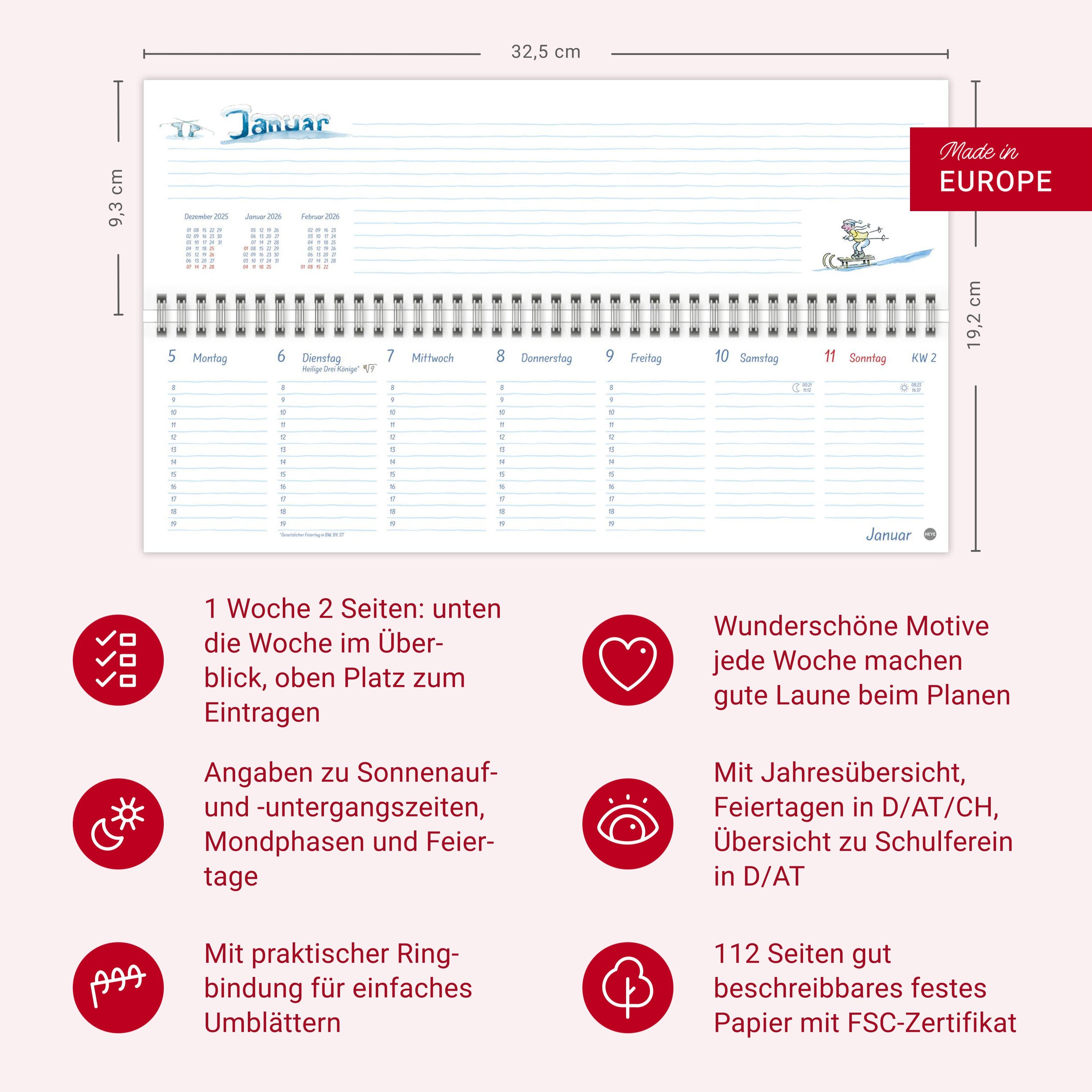 Beispielinhalt (Bild) Helme Heine: Wochenquerplaner 2026