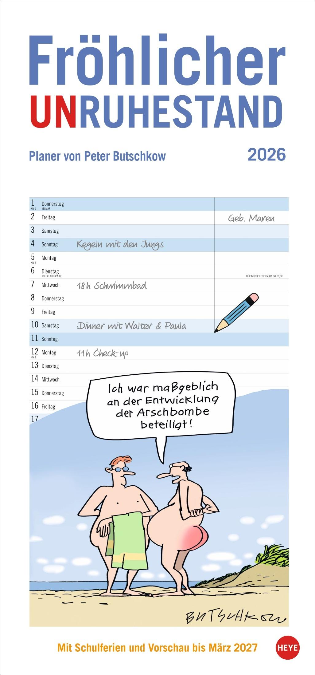 Vorderes Coverbild Peter Butschkow: Fröhlicher Unruhestand Planer 2026