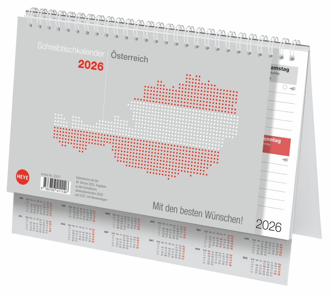 Vorderes Coverbild Schreibtischkalender Österreich klein 2026
