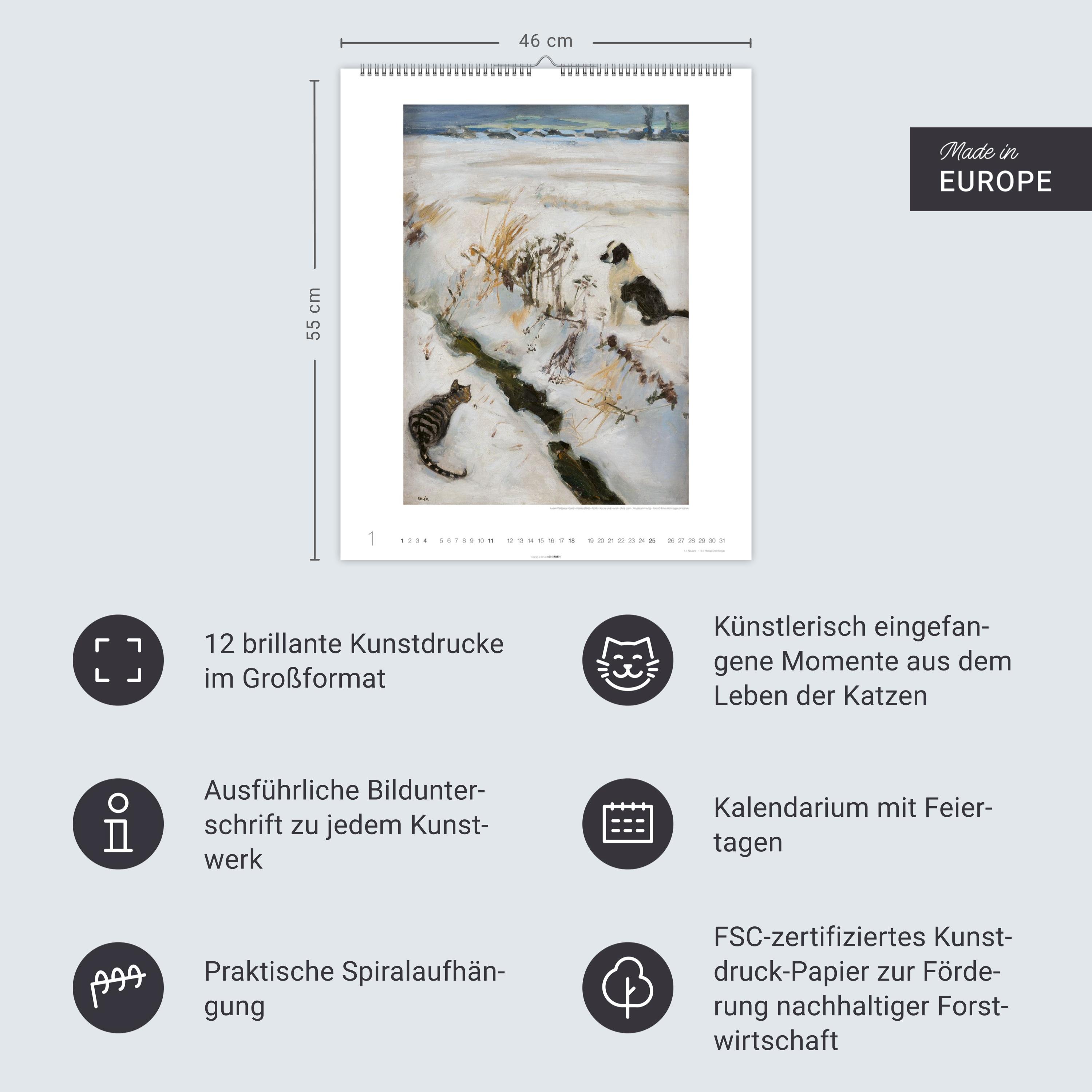Beispielinhalt (Bild) Katzen in der Kunst Edition Kalender 2026