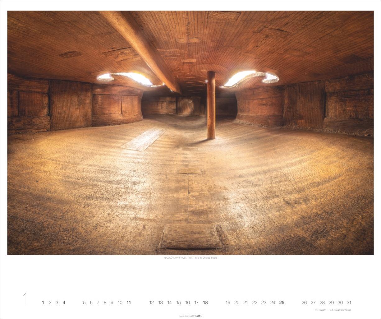 Beispielinhalt (Bild) Architecture in Music Kalender 2026 - Musikinstrumente von innen