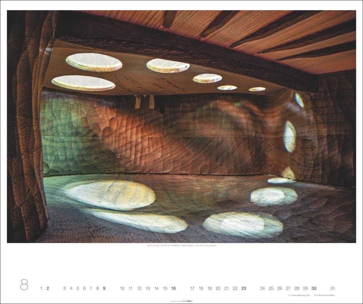 Beispielinhalt (Bild) Architecture in Music Kalender 2026 - Musikinstrumente von innen