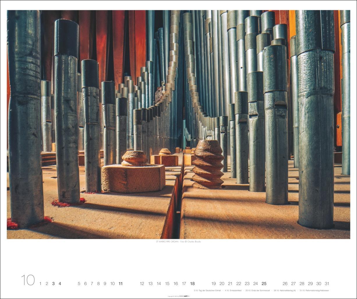 Beispielinhalt (Bild) Architecture in Music Kalender 2026 - Musikinstrumente von innen