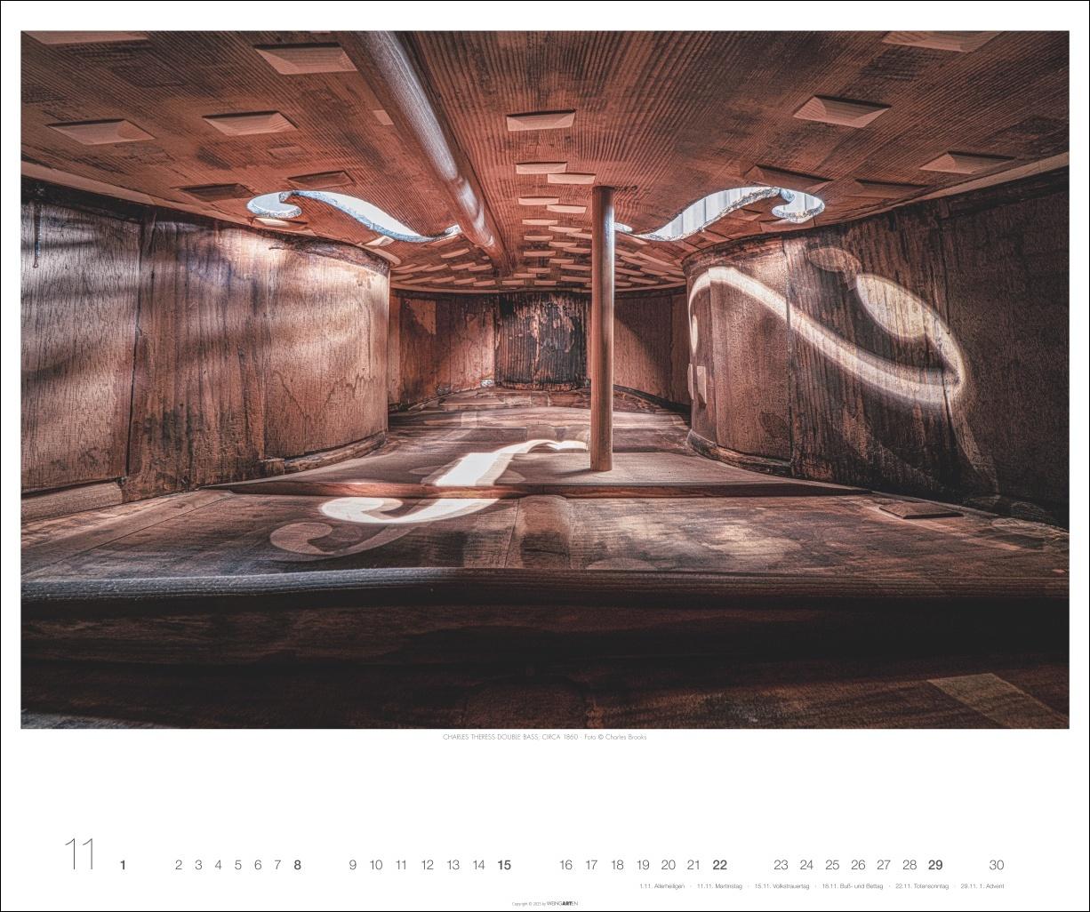 Beispielinhalt (Bild) Architecture in Music Kalender 2026 - Musikinstrumente von innen