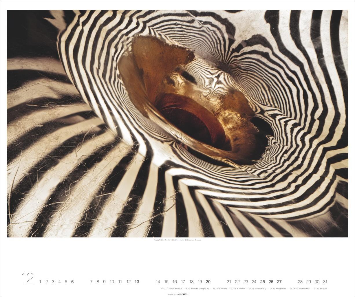 Beispielinhalt (Bild) Architecture in Music Kalender 2026 - Musikinstrumente von innen