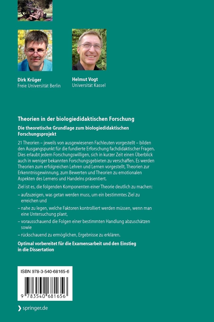 Rückseitencover Handbuch der Theorien in der biologiedidaktischen Forschung