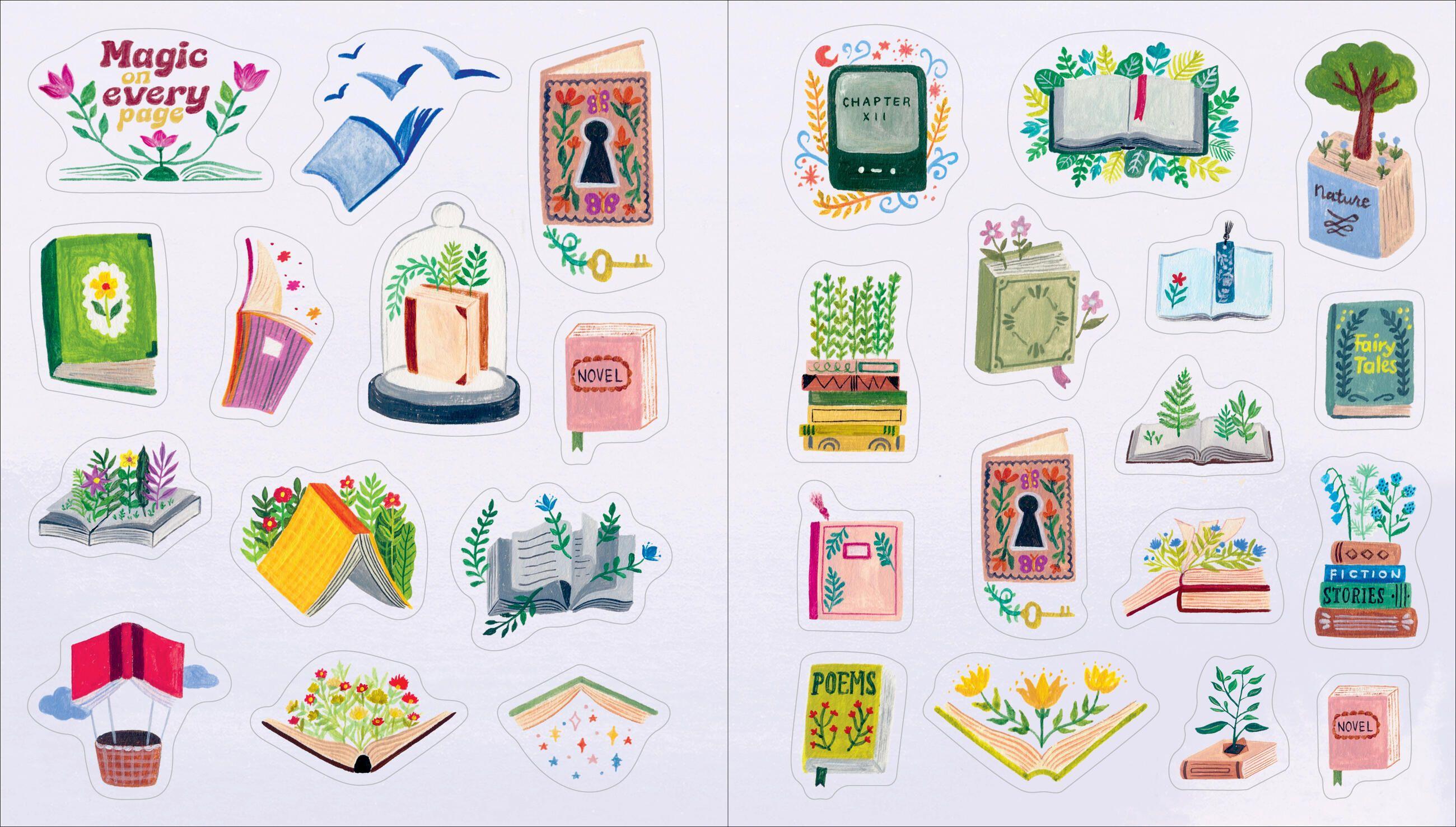 Beispielinhalt (Bild) A Book Lover's Sticker Book