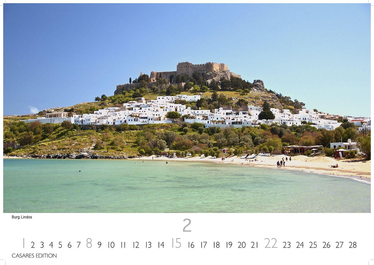 Beispielinhalt (Bild) Rhodos Kalender 2026 - Wandkalender | Fotokalender Griechenland 35x50cm Großformat, Premium Qualität, Urlaub, Ferien, Reise & Lifestyle - Perfekt für Rodos Fans & Reisebegeisterte.