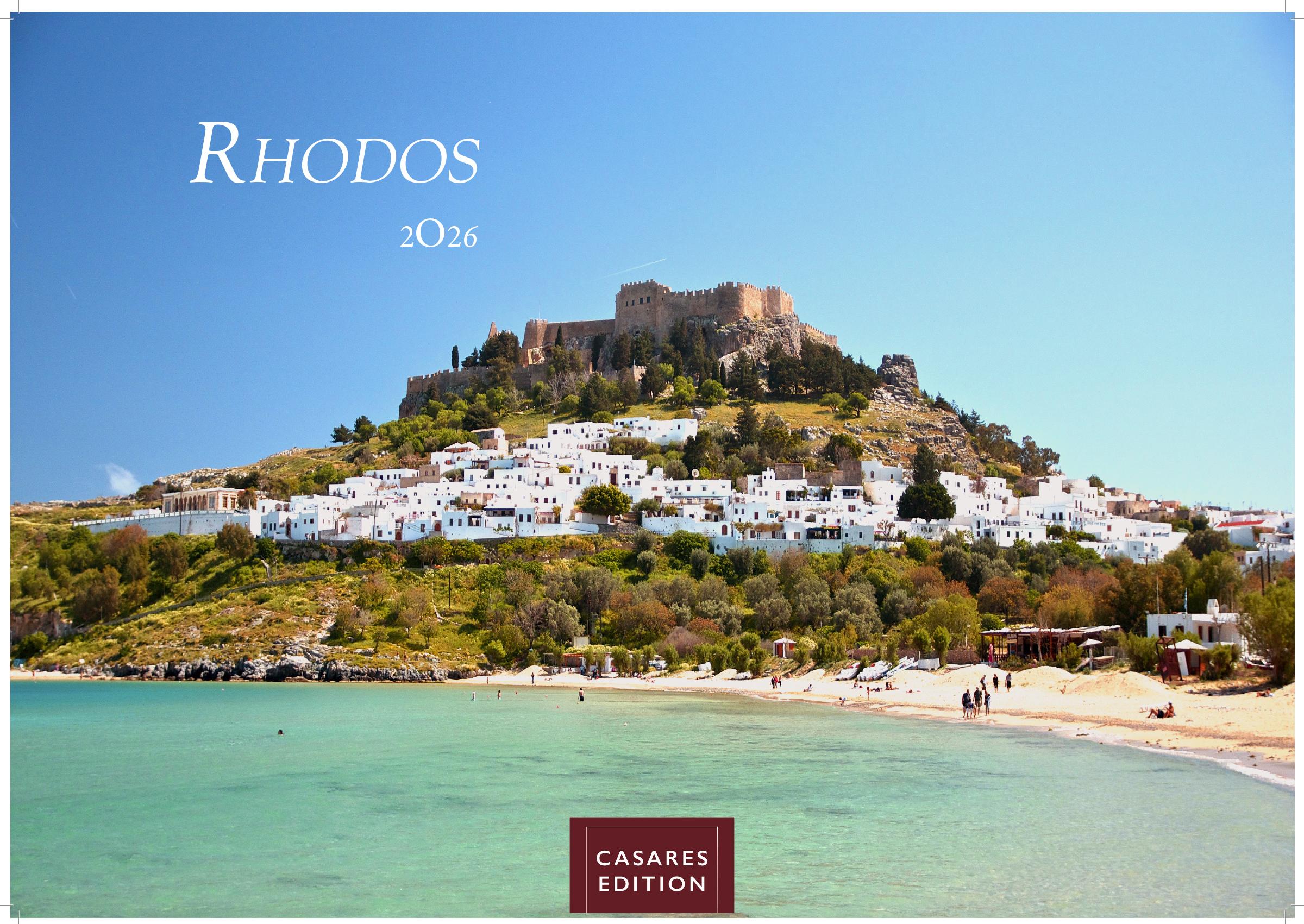 Vorderes Coverbild Rhodos Kalender 2026 - Wandkalender | Fotokalender Griechenland 35x50cm Großformat, Premium Qualität, Urlaub, Ferien, Reise & Lifestyle - Perfekt für Rodos Fans & Reisebegeisterte.