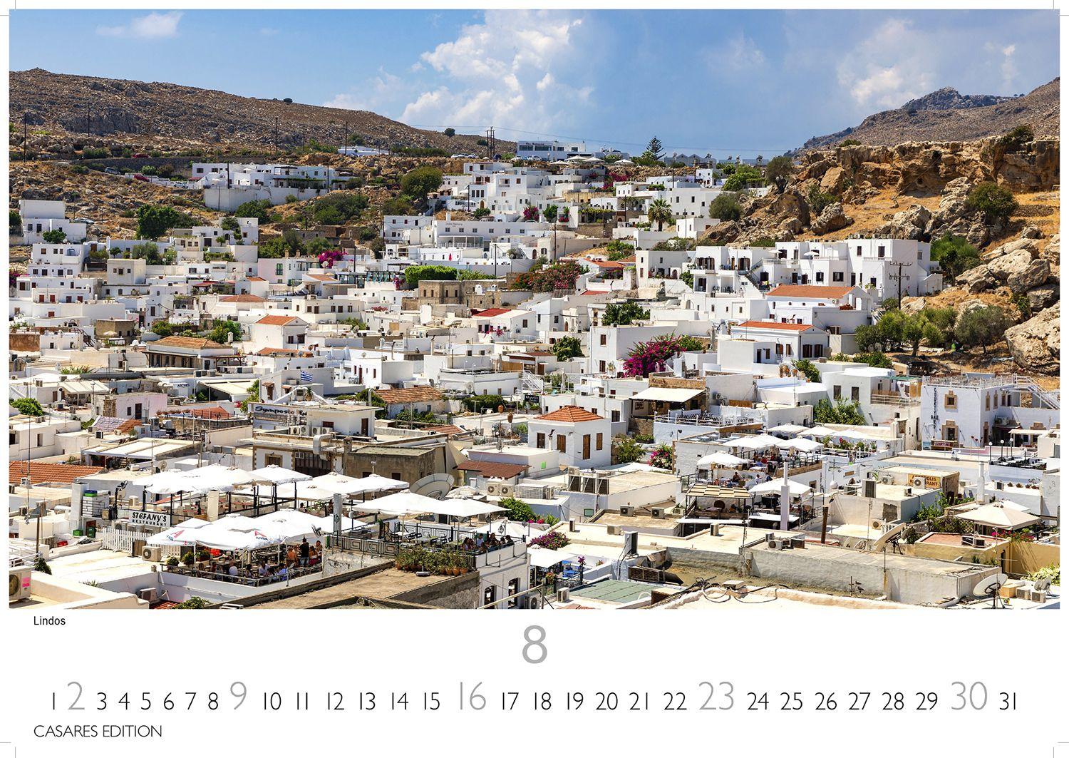 Beispielinhalt (Bild) Rhodos Kalender 2026 - Wandkalender | Fotokalender Griechenland 24x35cm, Premium Qualität, Urlaub, Ferien, Reise & Lifestyle - Perfekt für Rodos Fans & Reisebegeisterte.