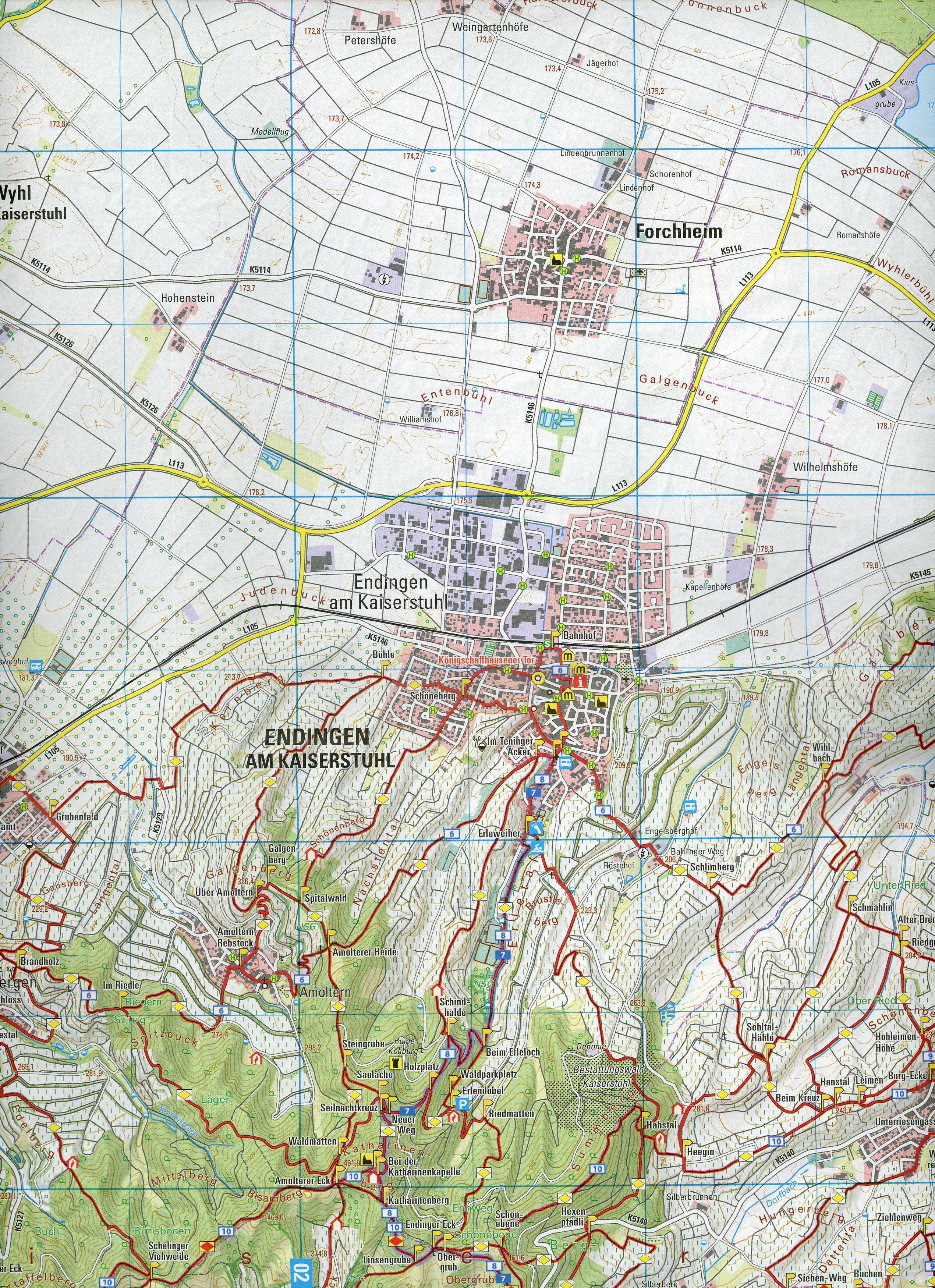Beispielinhalt (Bild) W246 Wanderkarte 1:25 000 Breisach am Rhein