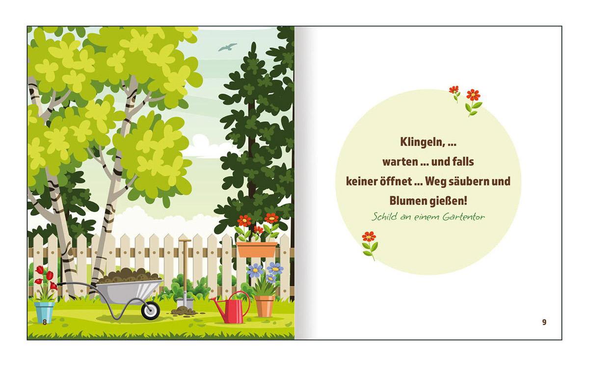 Beispielinhalt (Bild) Hat die Blume einen Knick, war der Schmetterling zu dick