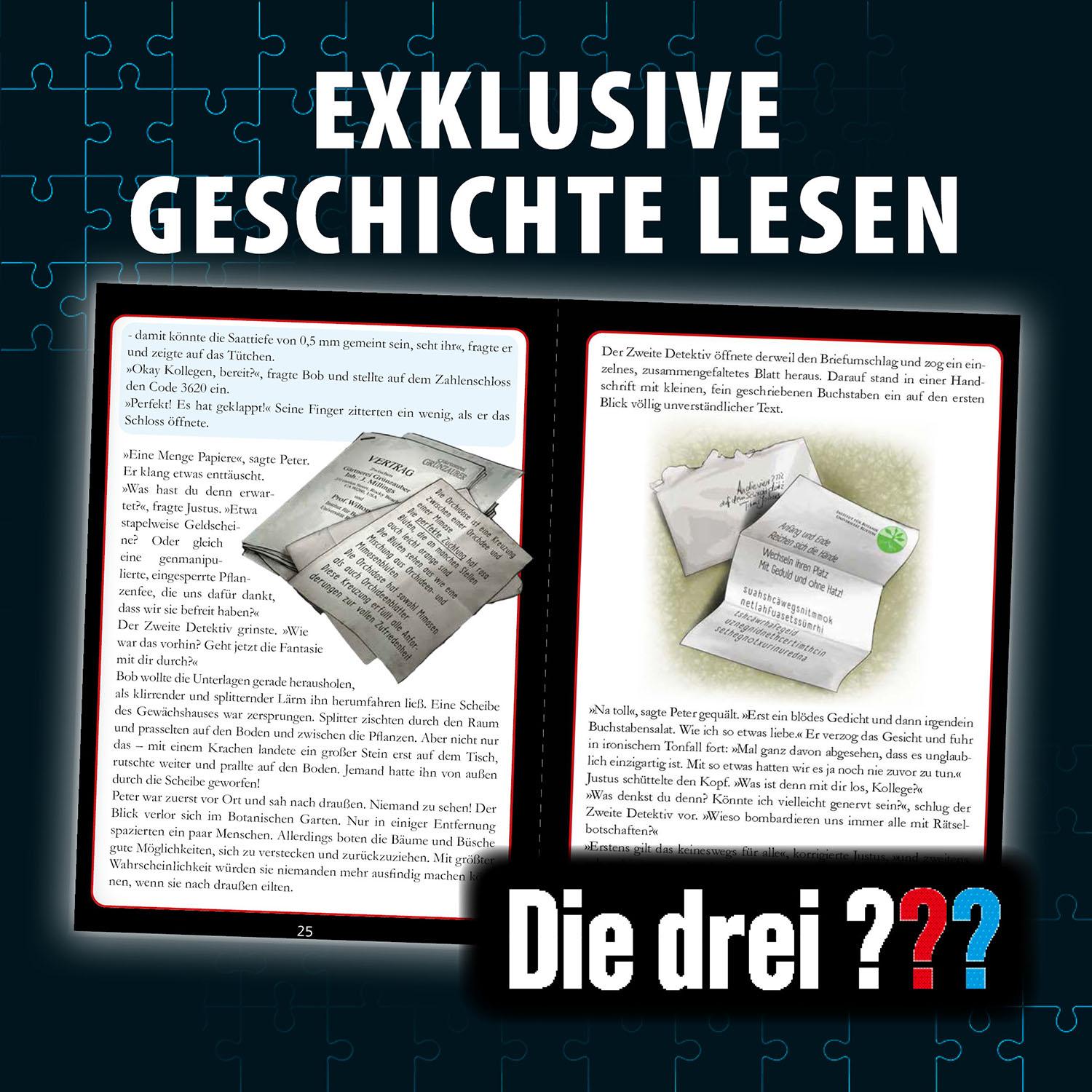 Beispielinhalt (Bild) Krimi-Puzzle: Die drei ??? - Die Blüte des Verderbens
