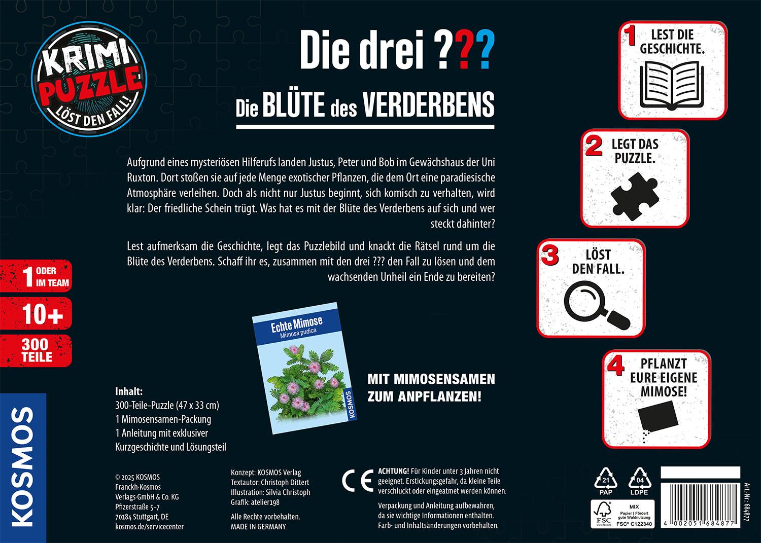 Rückseitencover Krimi-Puzzle: Die drei ??? - Die Blüte des Verderbens