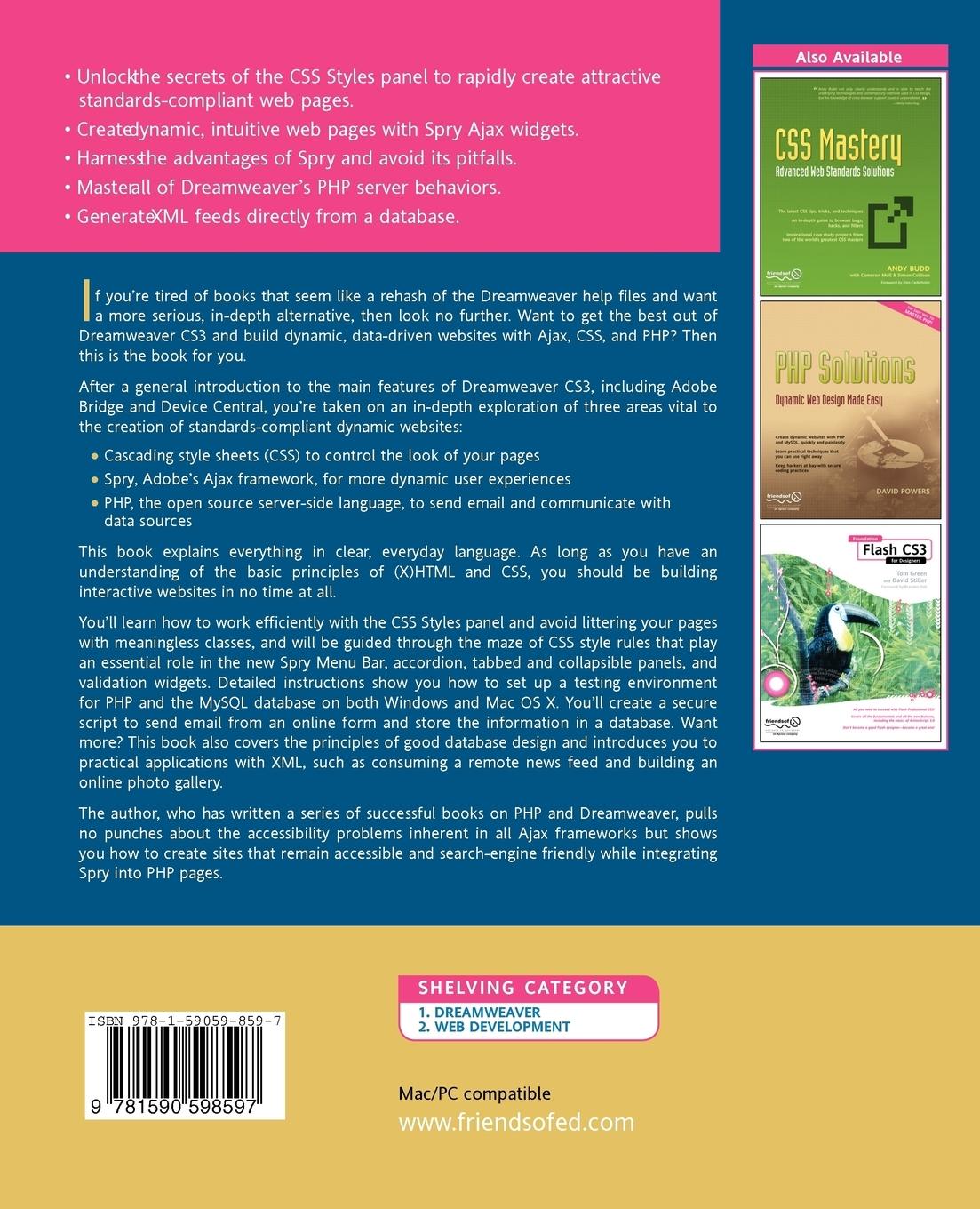 Rückseitencover The Essential Guide to Dreamweaver Cs3 with Css, Ajax, and PHP